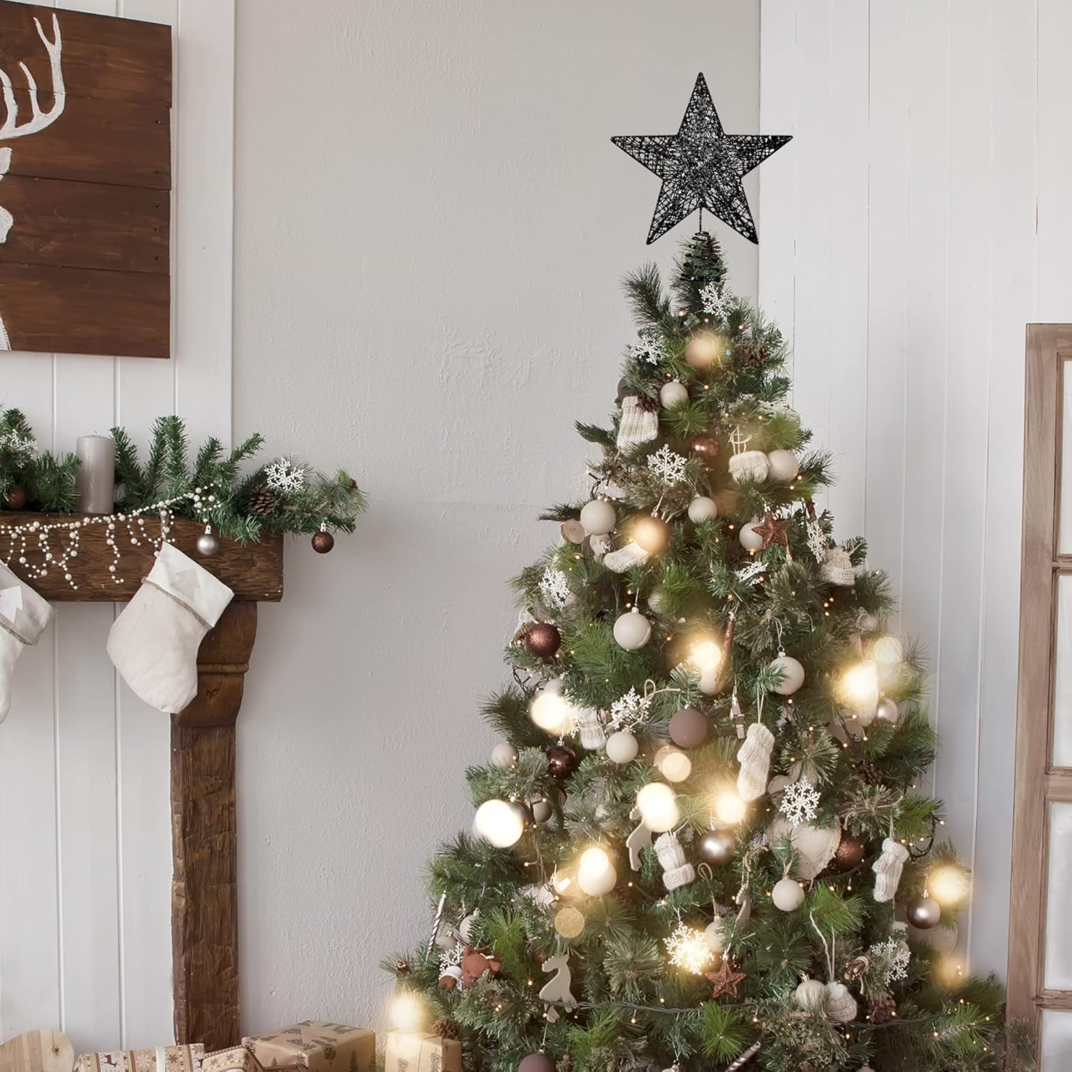 URATOT Decoración de árbol de Navidad con purpurina de metal para decoración del hogar