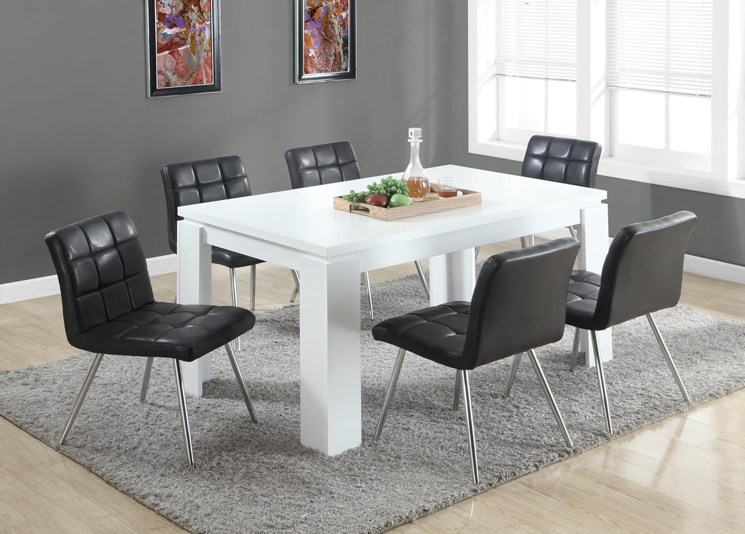 Monarch Specialties Silla de comedor de 2 piezas de metal cromado con aspecto de cueronegro, 32 pulgadas