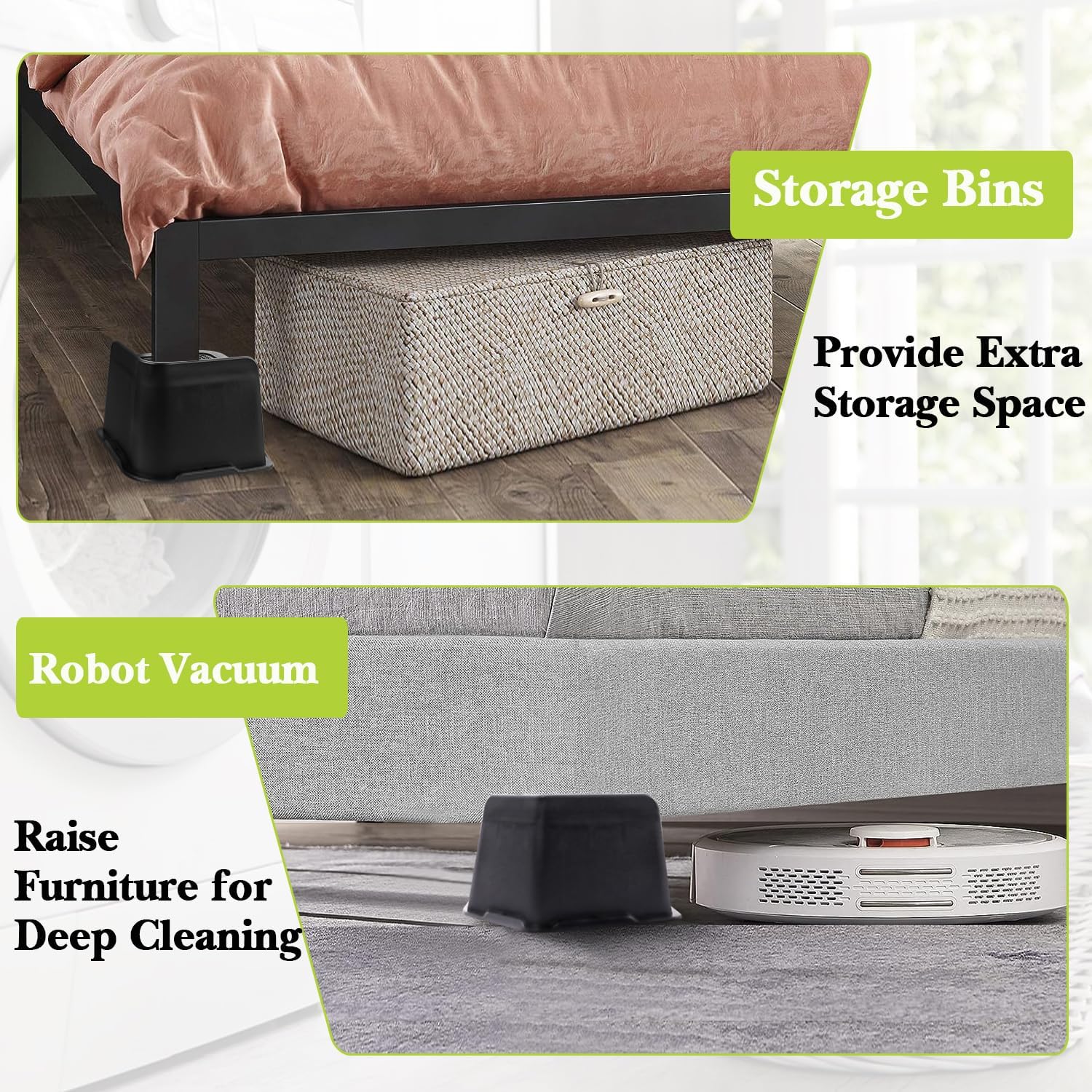 Elevadores de cama de 2 pulgadas, 3 pulgadas, 4 pulgadas, 6 pulgadas, 8 pulgadas, resistente, elevador de muebles de gran tamaño para sofá, mesa,