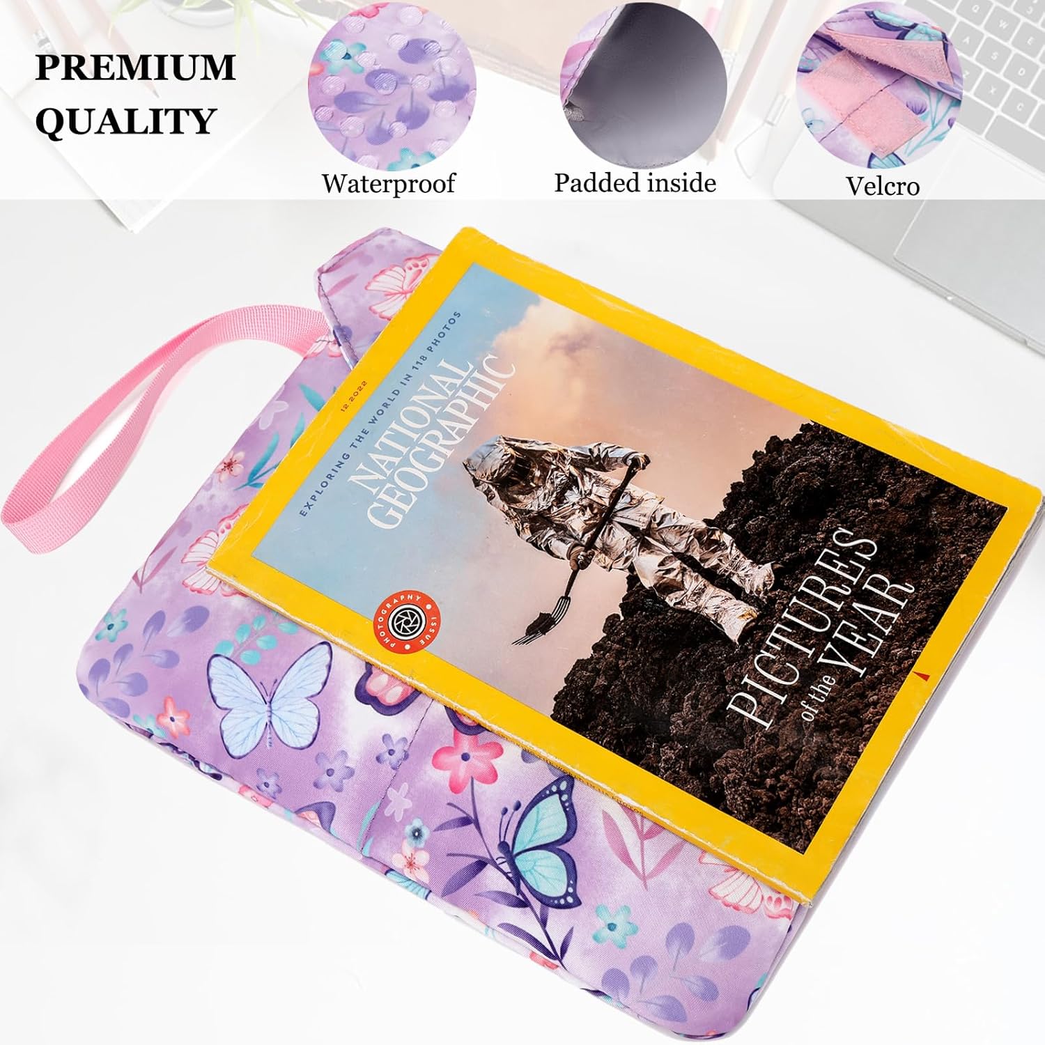 DSIUE Funda protectora de libro para libros de bolsillo, funda grande con asa, 11.6 x 9.3 pulgadas, regalos para amantes de los libros (mariposa