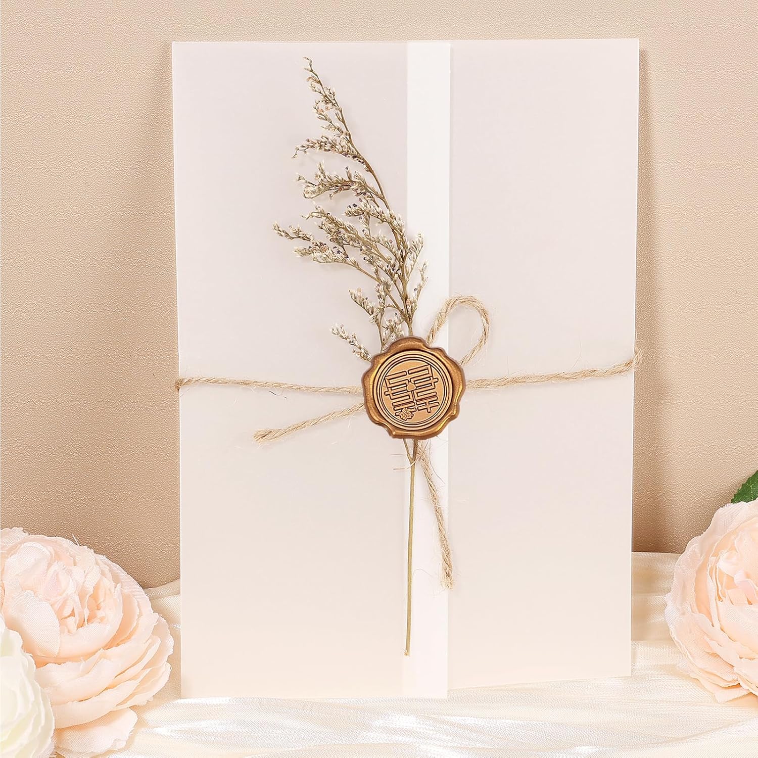 Paquete de 32 chaquetas de vellum preplegadas para invitaciones de 5 x 7, invitaciones de papel vitela Ayfjovs de 5 x 7, papel de invitación de boda