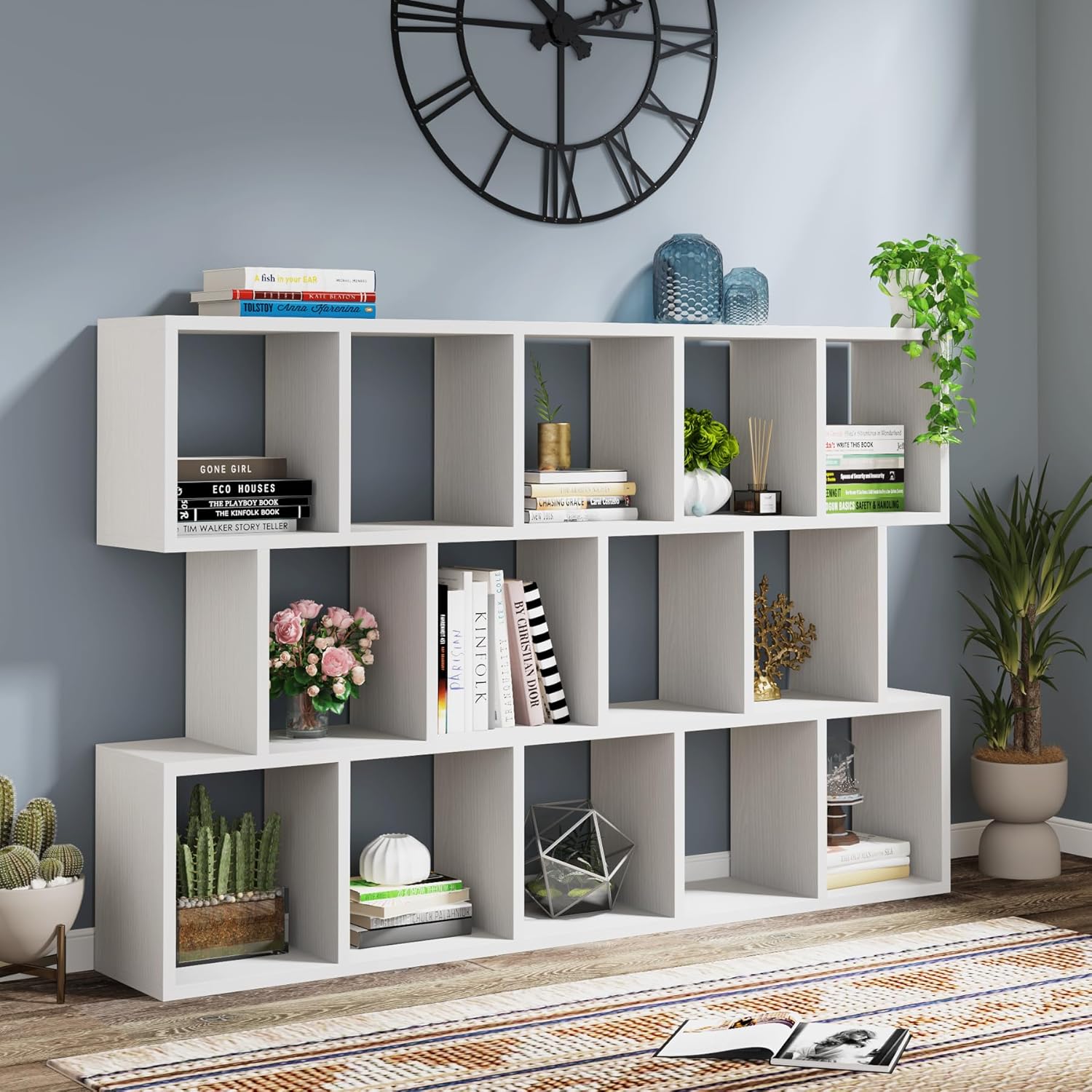 Estantería de 14 cubos para espacios pequeños, color blanco
