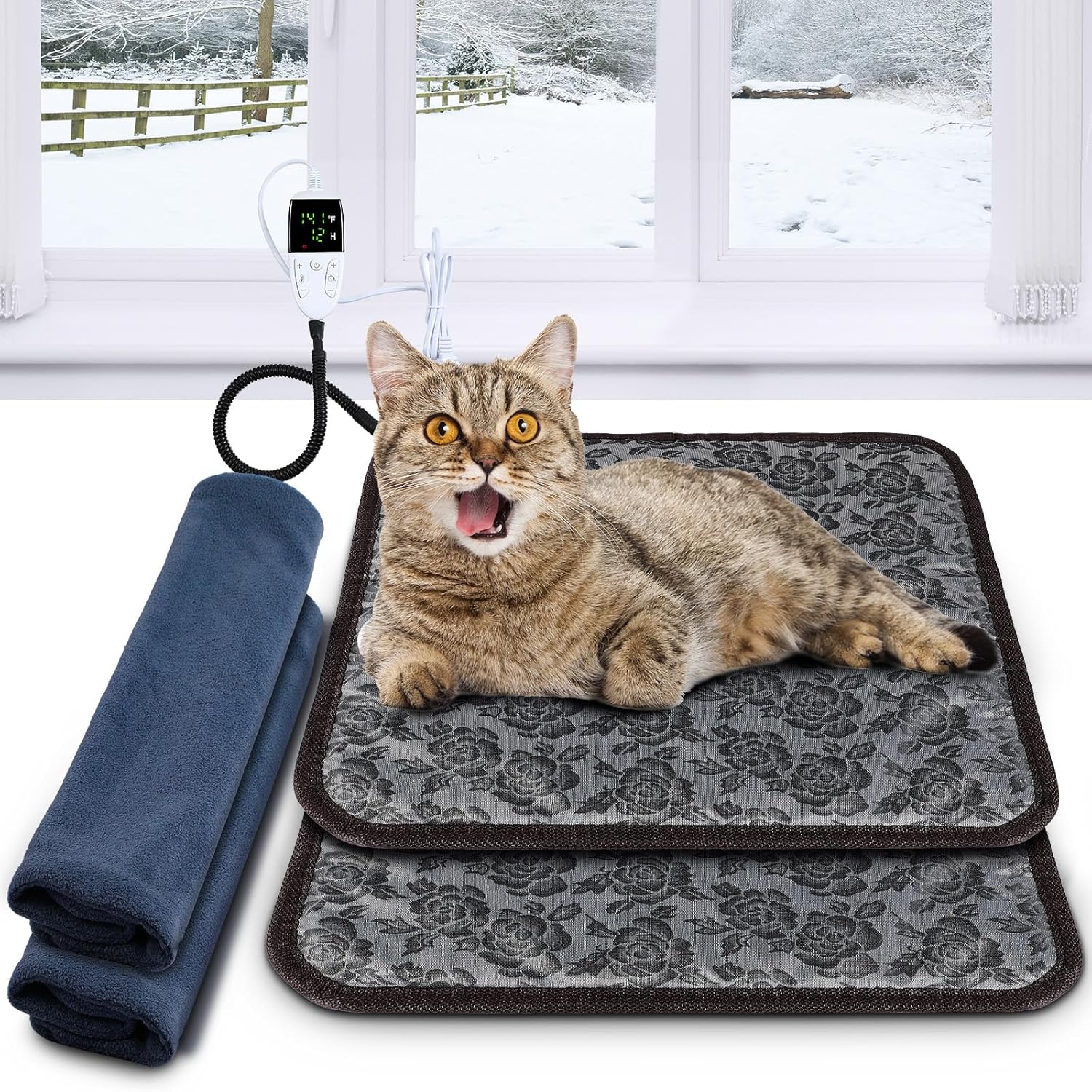 Riakrum 2 almohadillas térmicas para mascotas, cama térmica para perros, impermeable, almohadilla térmica ajustable para perros, alfombrilla térmica