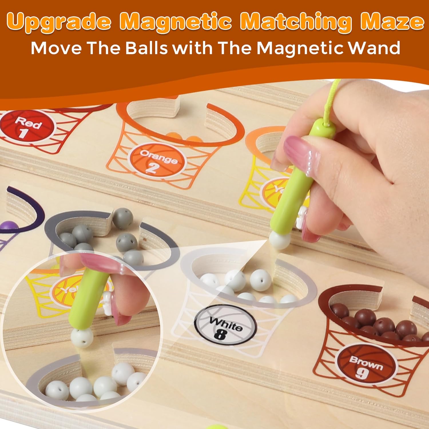 BIU Juguetes Montessori con números de color magnéticos, rompecabezas de madera con imán de madera, juegos de mesa, juguetes de conteo,