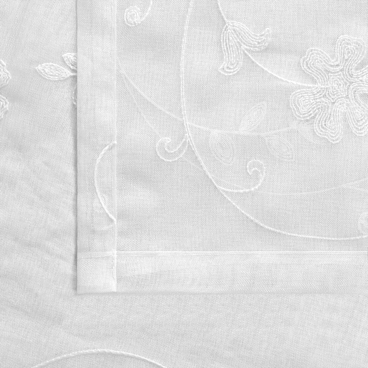 YoungsTex Cortinas traslúcidas bordadas de 63 pulgadas de largo, de lino sintético, con ojales, cortinas semitraslúcidas blancas para filtrar la luz