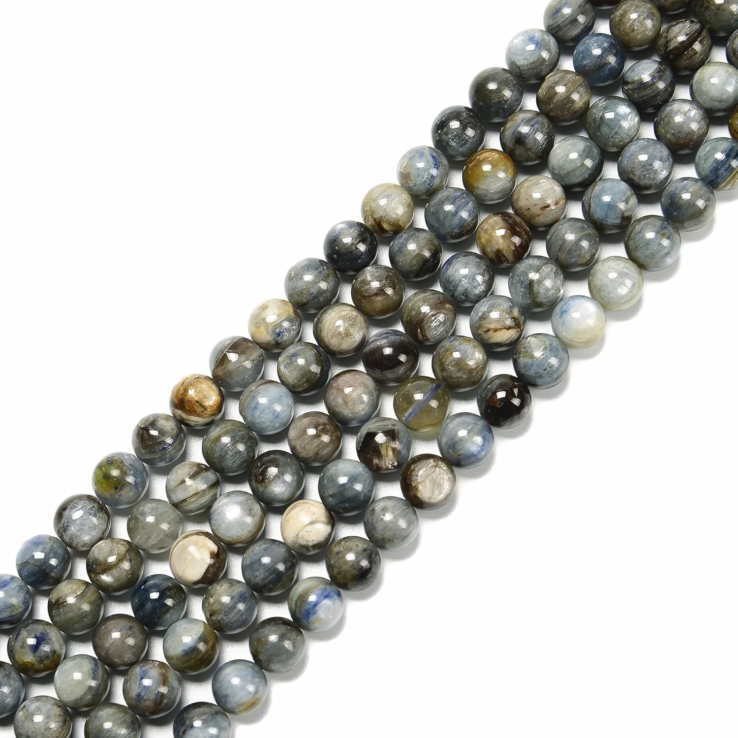 JM Design Cuentas redondas lisas de cianita multicolor 0.472 in-0.512 in 15.5” Str para la fabricación de joyas