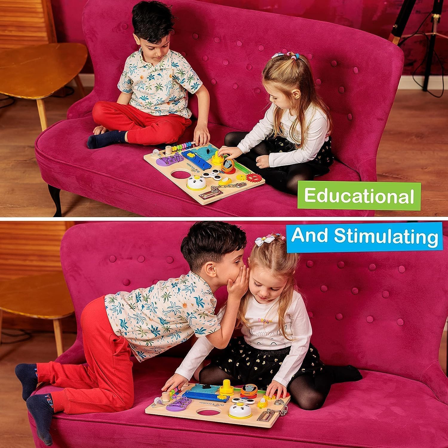 Tabla de actividades para niños pequeños  Montessori Busy Board para 1, 2, 3, 4, 5 y hasta 8 años, libro de tablero sensorial de madera, juguete