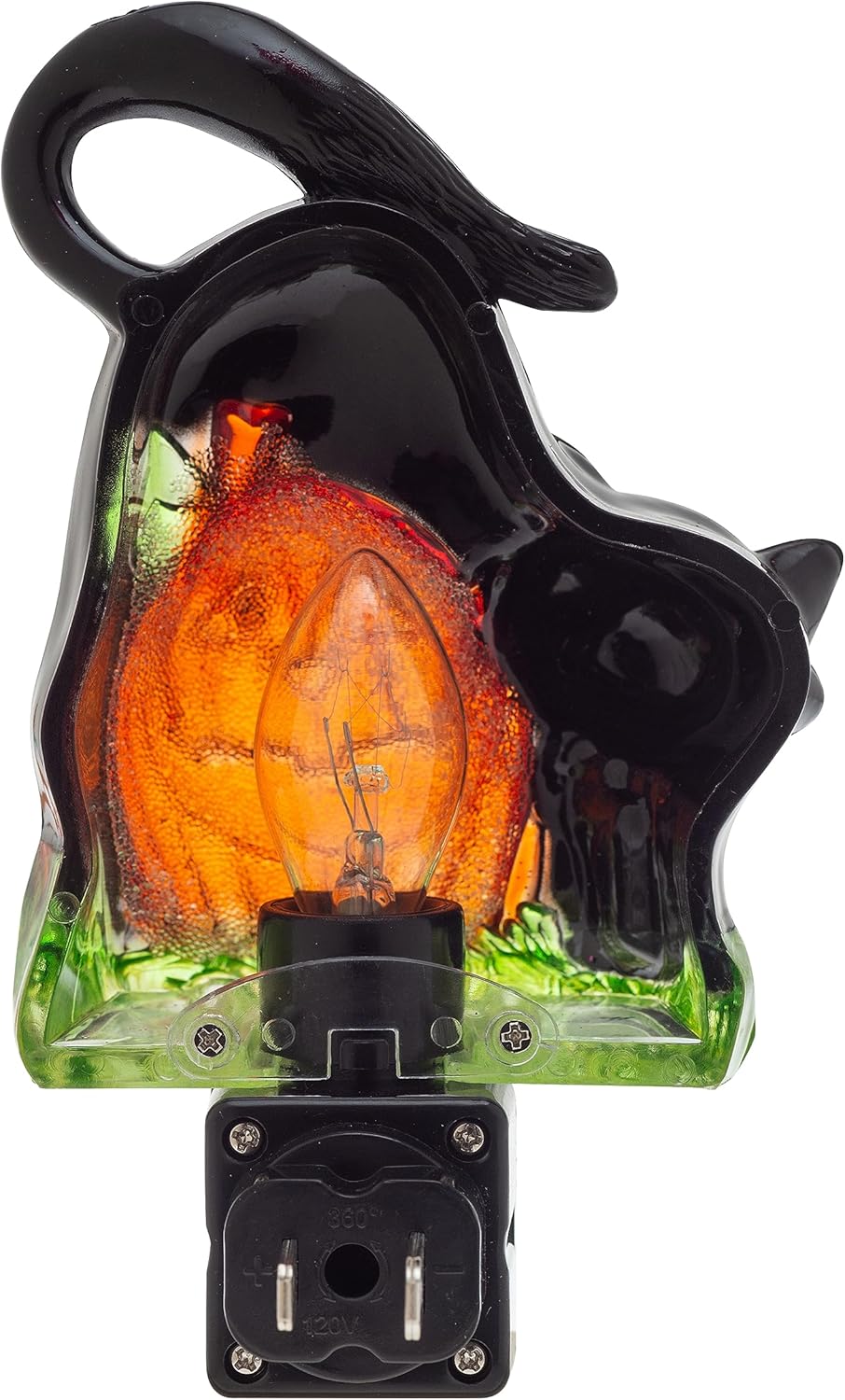 Luces nocturnas de decoración navideña con calabaza Jack O’ Lantern de Halloween y gato negro con enchufe giratorio e interruptor de encendidoapagado
