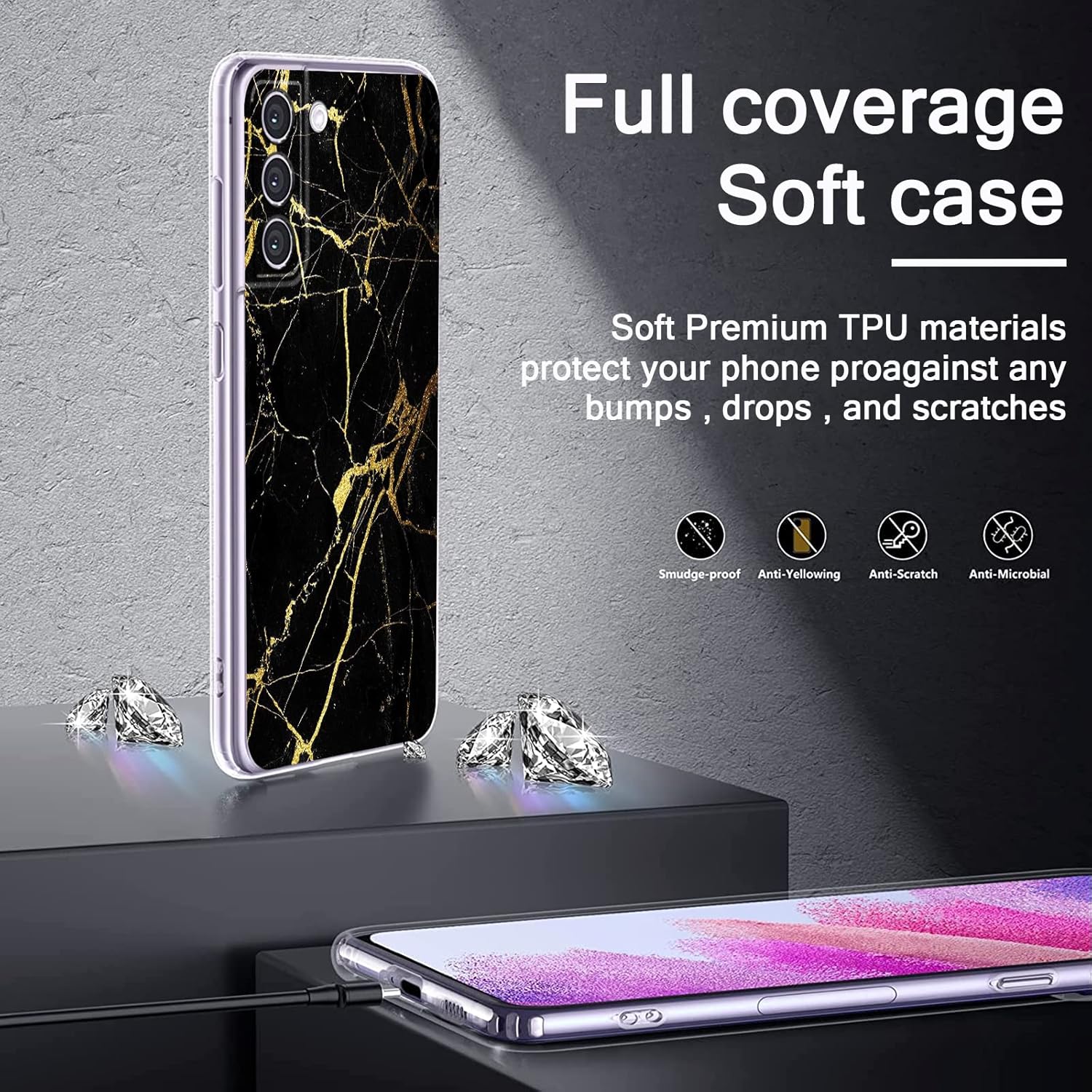 Bonita funda para Samsung Galaxy S21 FE 5G para hombres, niños y mujeres, funda protectora de silicona TPU suave flexible compatible con Samsung