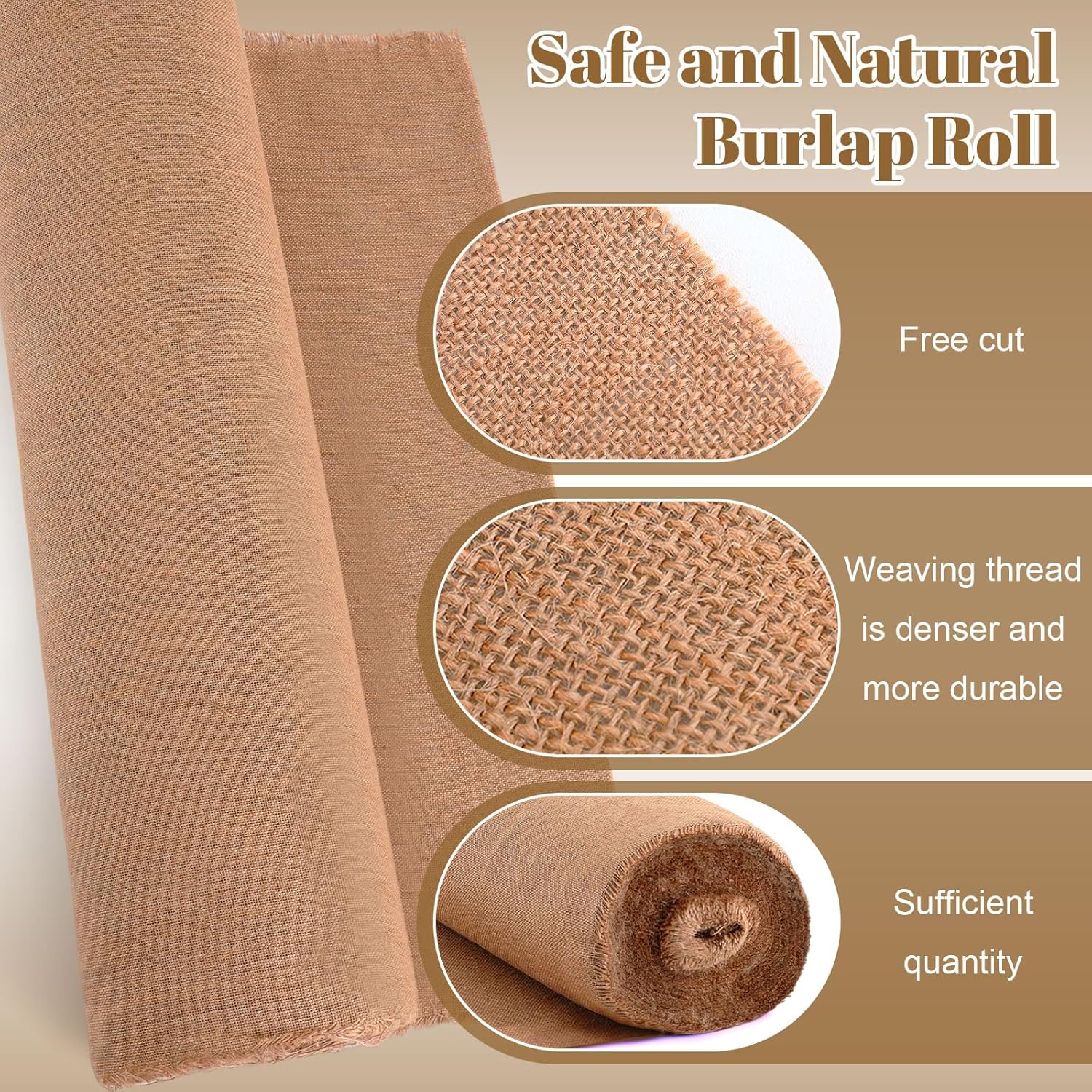 Buryeah Rollo de tela de arpillera de 40 pulgadas de ancho x 150 pies para mantel de boda, corredores, alfombras, forro de arpillera natural