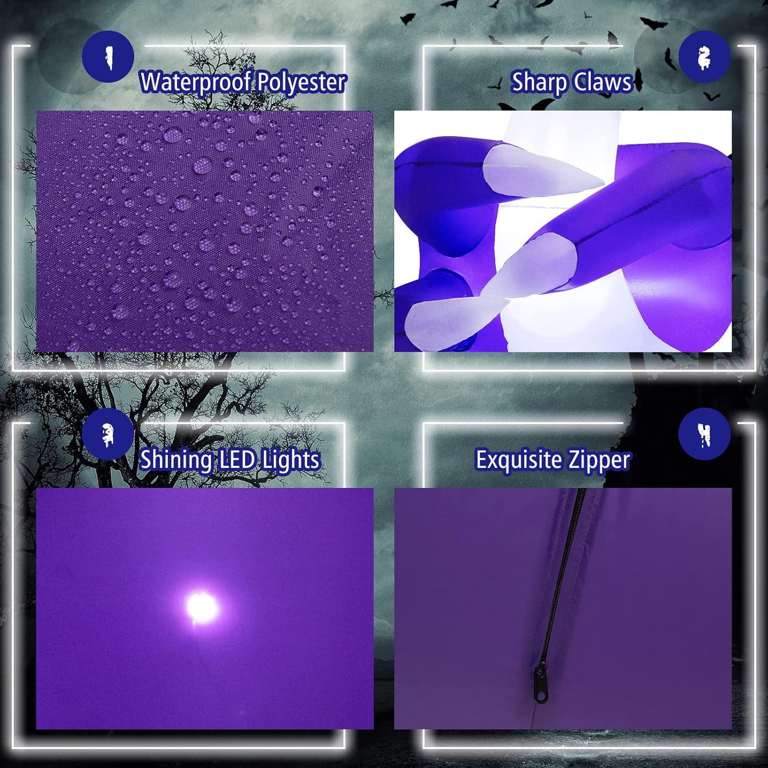 COSTWAY Mano inflable de Halloween de 6 pies para sostener el fantasma con LED integrado y soplador de aire