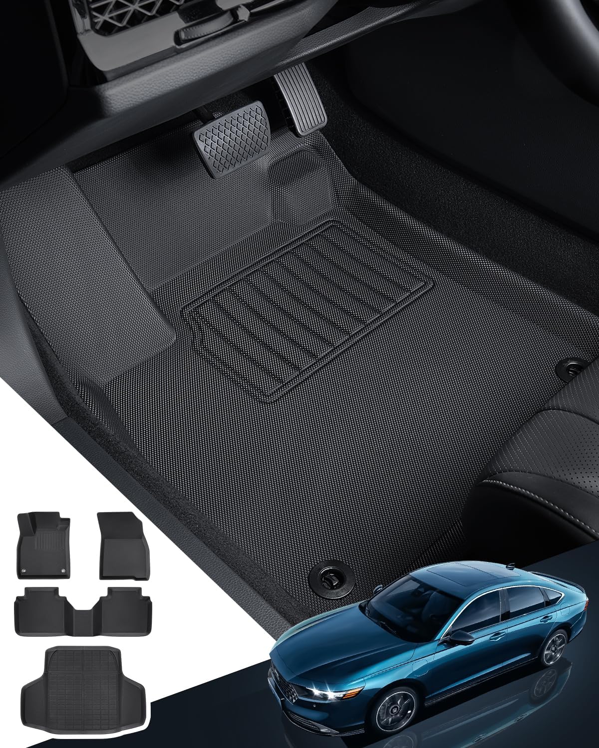 Alfombrillas para Honda Accord 2023 2024 (incluye híbrido), tapete de carga para todo tipo de clima, alfombrillas de piso para Honda Accord