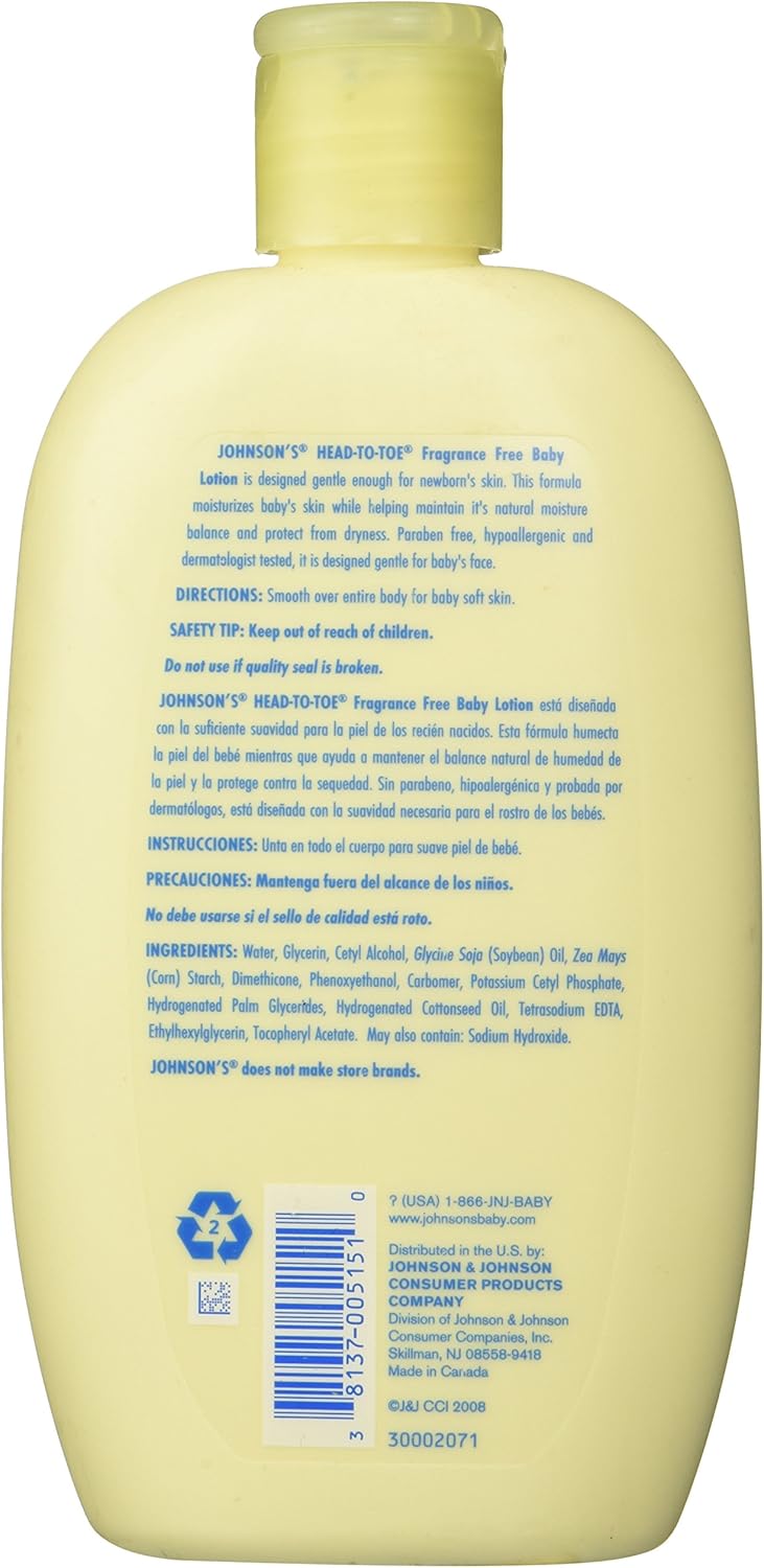 Johnson’s Baby Head To Toe – Loción para bebé, sin fragancia, 15 onzas