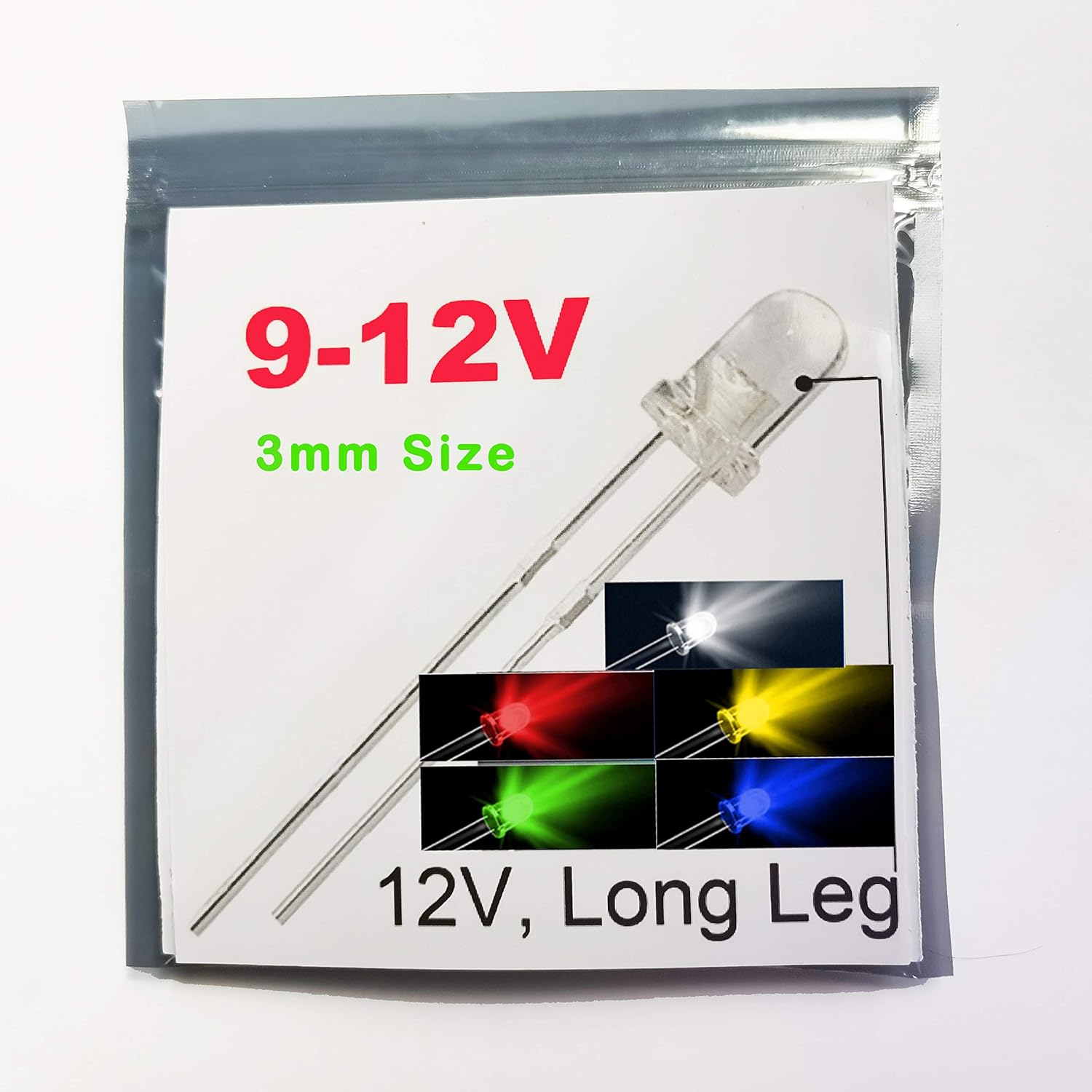 (0.118 pulgadas), 20 unidades en cada color (total 100 piezas) Color mixto 9V – 12V Gauge Cluster Instrumento Diodos emisores de luz