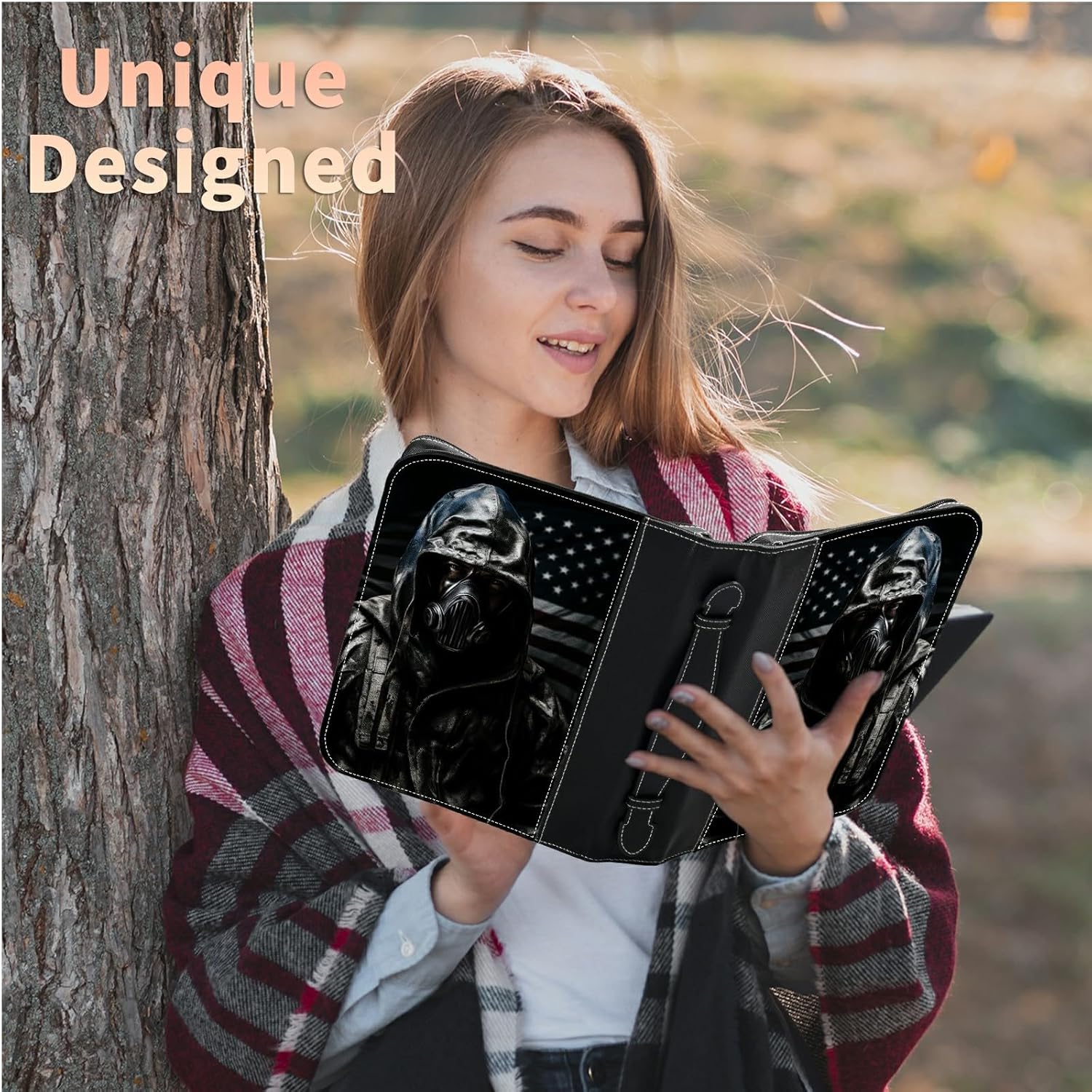 Funda de la Biblia de la bandera estadounidense de soldado + 2 marcadores de página en las esquinas del corazón, funda protectora de la Biblia