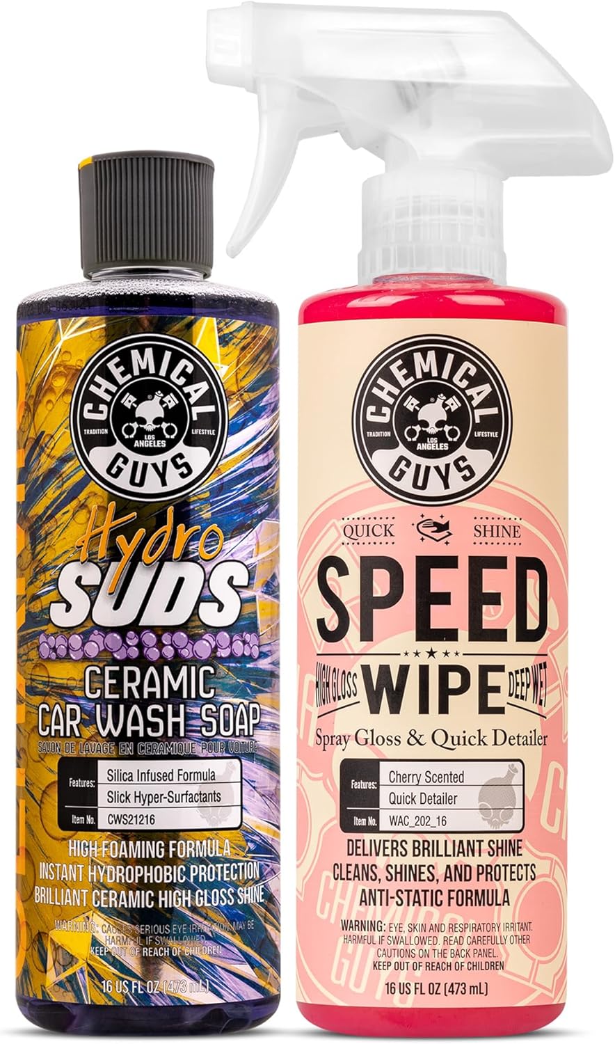Chemical Guys CWS21216QDSW – Paquete de lavado de autos y detallador rápido – HydroSuds Ceramic Si02 Shine – Jabón de lavado de autos de alta