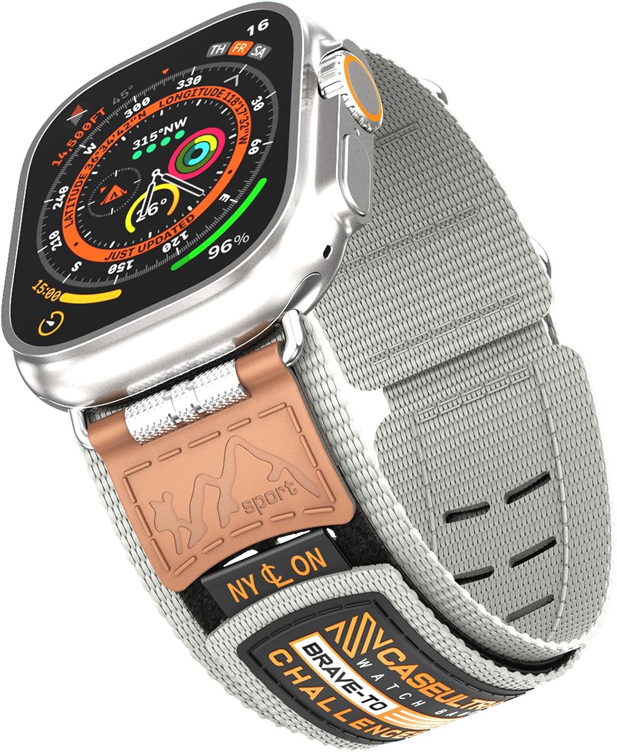 Funda de acero inoxidable compatible con Apple Watch Band de 1.614 pulgadas, 1.575 pulgadas, 1.496 pulgadas, correa deportiva resistente de nailon