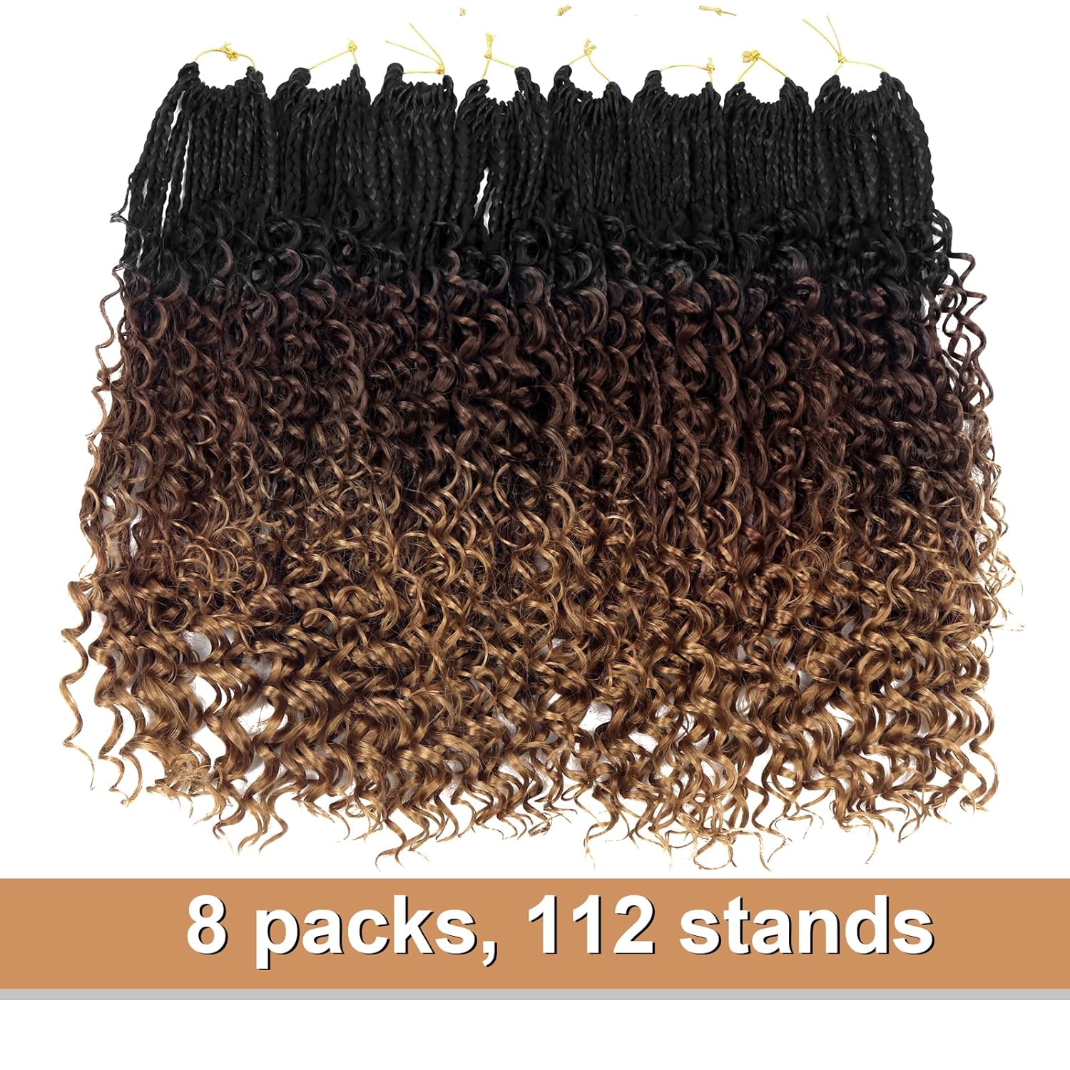 Goddess – Trenzas de ganchillo con extremos rizados, trenzas bohemias de 20 pulgadas, paquete de 8 paquetes de 3 trenzas de ganchillo, extensiones