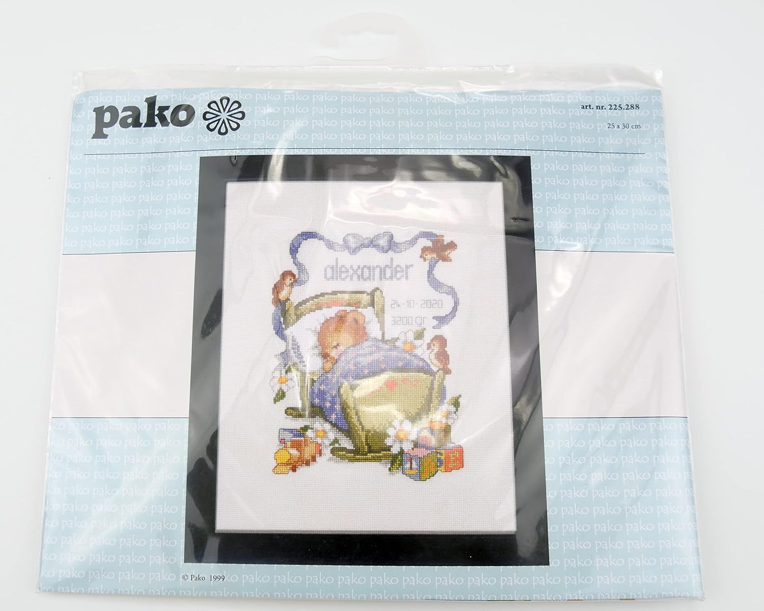 Pako Kit de registro de nacimiento para bebé, punto de cruz, tela contada, patrones de tejido para bebé, 5.5 x 7.1 pulgadas