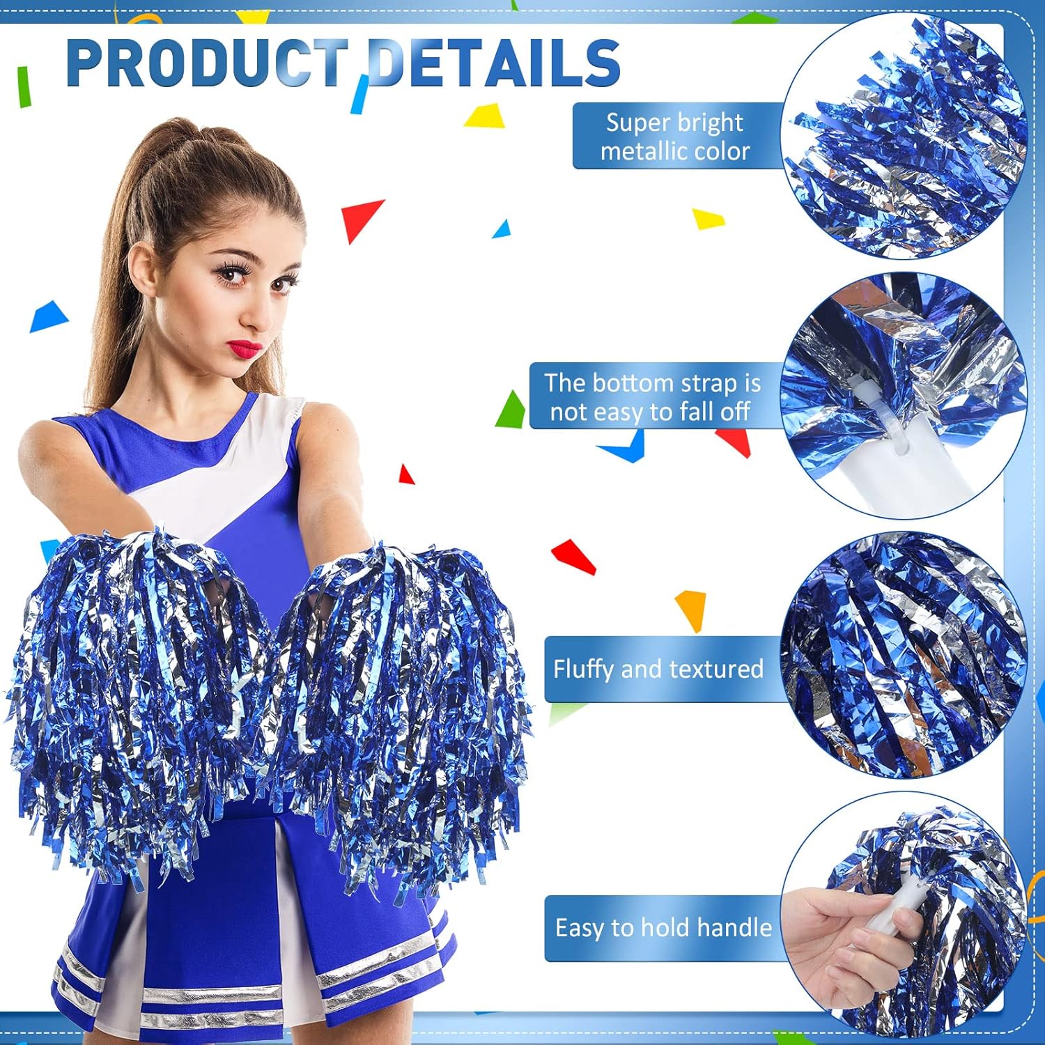 Paquete de 100 pompones de animadora de plástico a granel, pompones de animadora con asa, para niños y adultos, deportes, baile, equipo, animadoras,