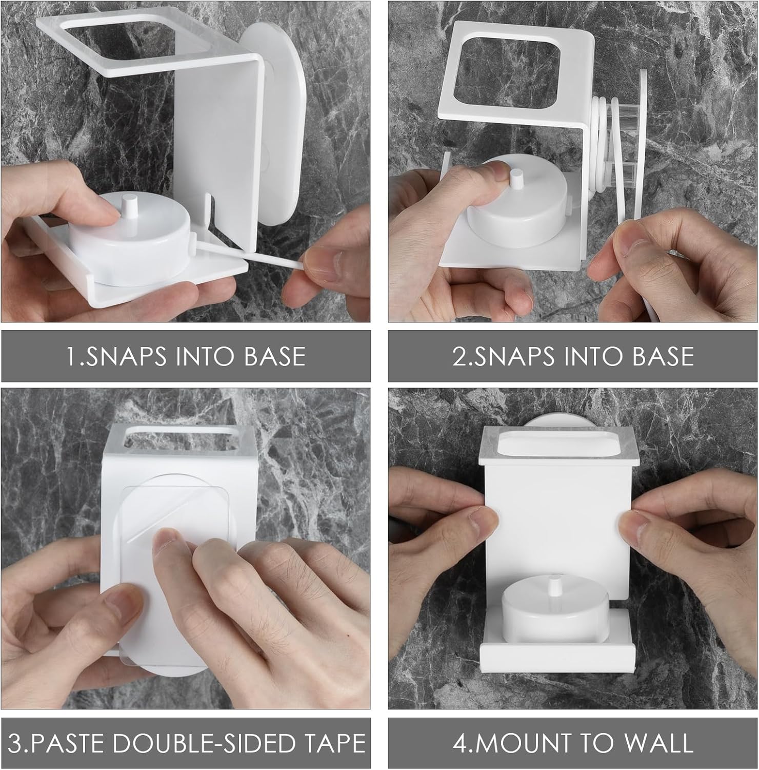 Soporte para cepillo de dientes eléctrico montado en la pared, organizador de cable de cepillo de dientes eléctrico con capacidad para 1 cargador,