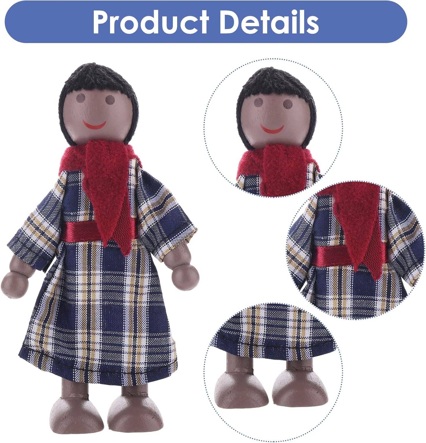 Figuras de casa de muñecas, 7 piezas de casa de muñecas de madera, muñecas familiares, mini muñecas familiares, figuras de juego de simulación en