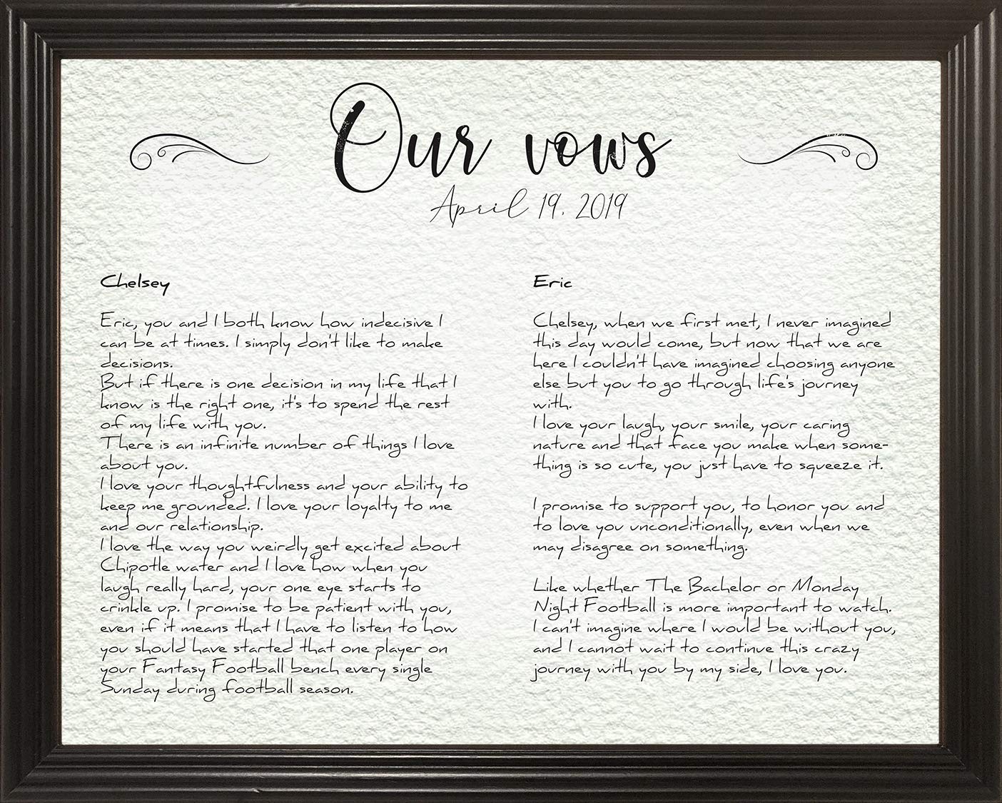 Frame Your Wedding Vows, Our Vows, Gift For Newly Weds, Gift For Husband, Gift For Wife, Wedding Anniversary Gift Idea, 11×14 Framed Picture