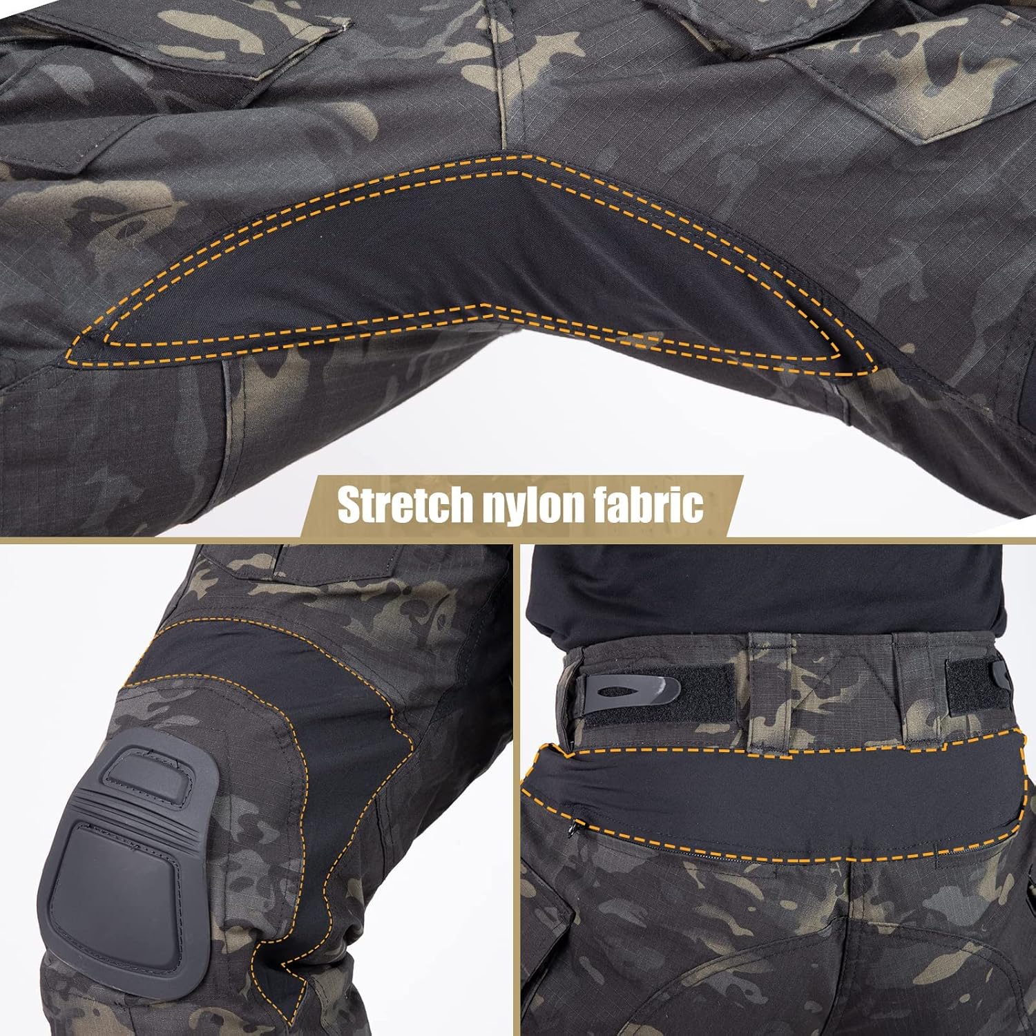 VOTAGOO Pantalones de combate con rodilleras, G3 Caza Camo Pantalones para Hombres Tactical Militar Paintball Pantalones Airsoft Gear