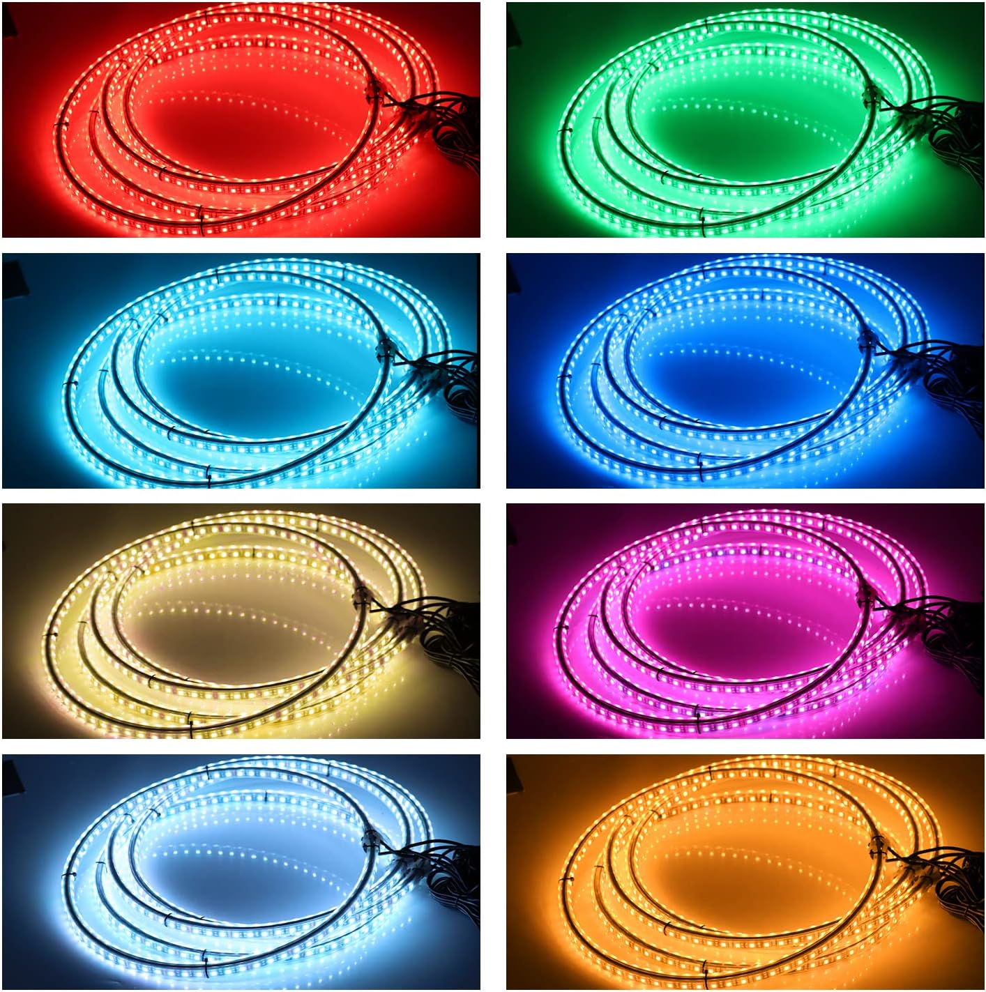 Anillo de rueda LED de doble fila RGB de 15.5 pulgadas, luz de borde más brillante, control remoto y aplicación controlada simultáneamente