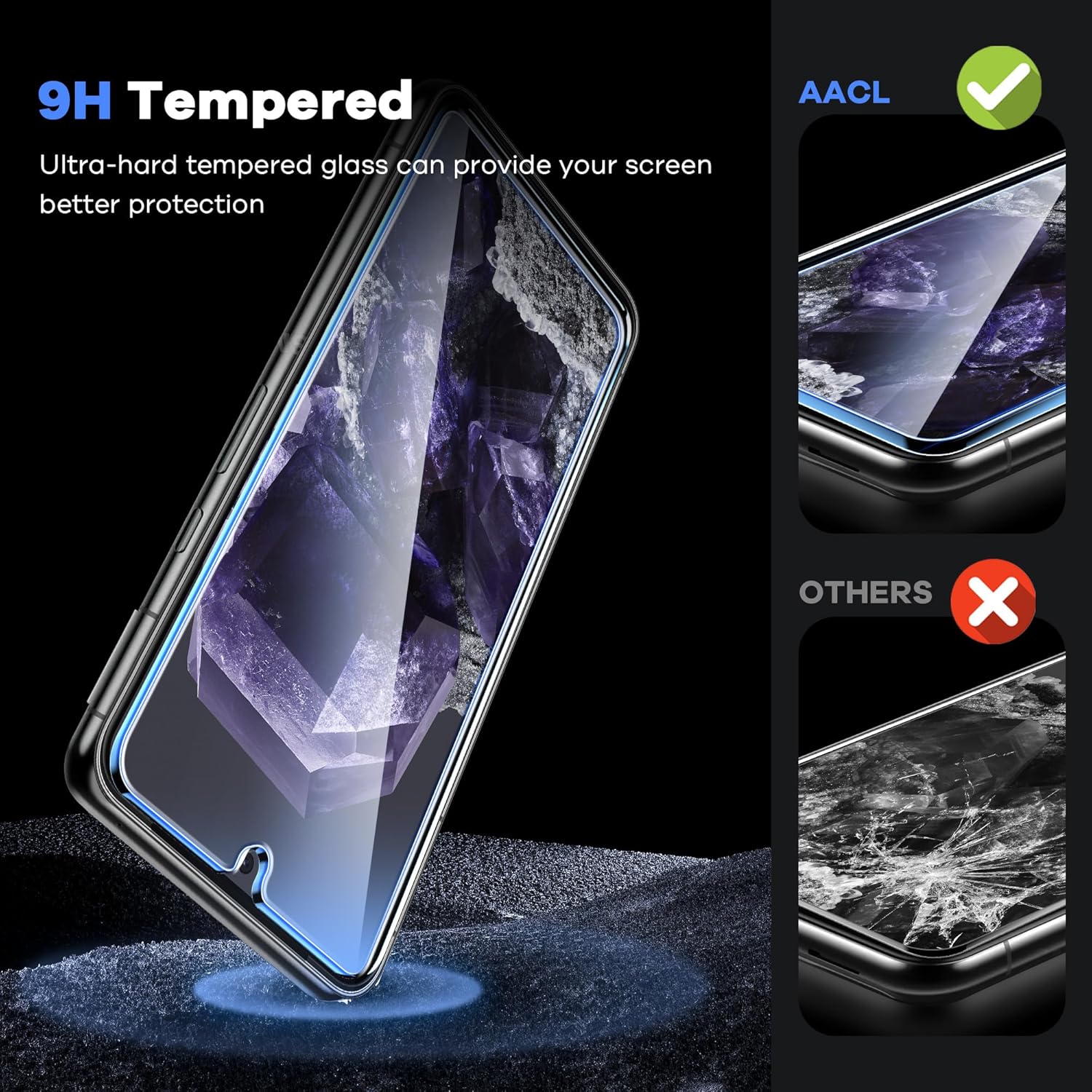 AACL 2-Pack Tempered Glass for Google Pixel 8 Screen Protector & 2-Pack Camera Lens Protector 9H Glass for Pixel 8 Screen Protector (6.2 inch), Easy