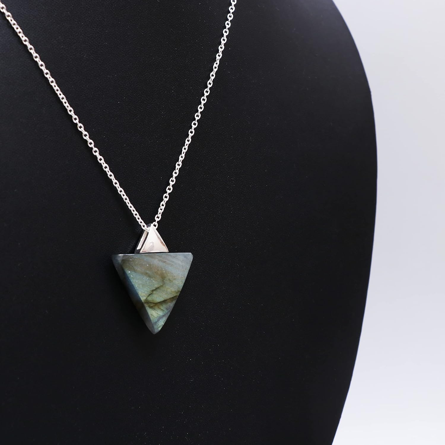 Gempires Labradorite Pendant in Triangle Shape – Pendant for Protection Against Negetive Energy – Unisex Pendant (Labradorite)
