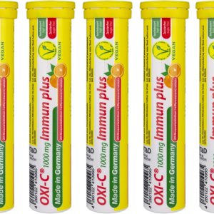 T&D Oxi C 1000 mg de vitamina C – 100 tabletas efervescentes de bebida vegana – Sabor naranja – Hecho en Alemania T&D Oxi C 1000 mg de vitamina C – 100 tabletas efervescentes de bebida vegana – Sabor naranja – Hecho en Alemania