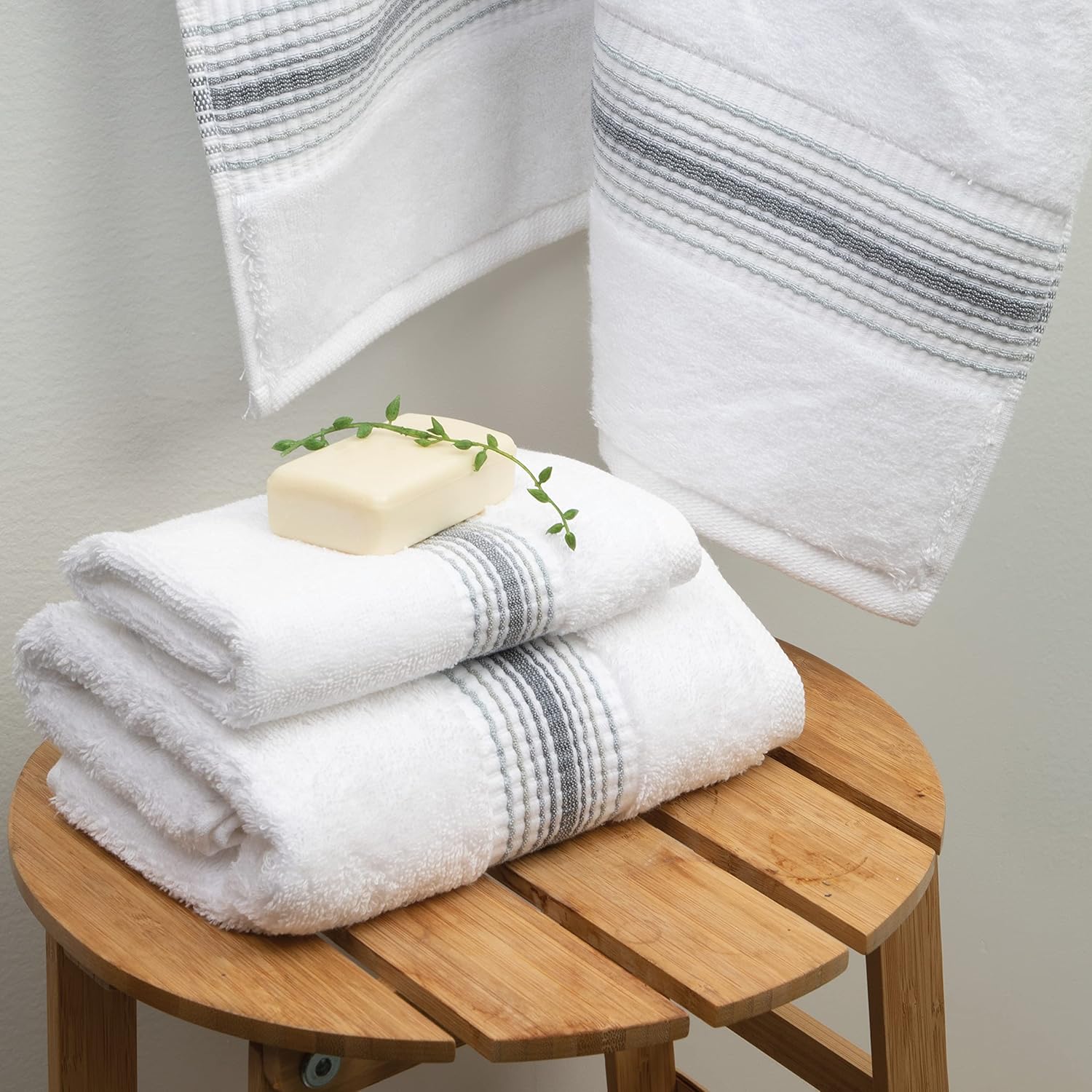 Aston & Arden Aegean – Toallas de mano degradadas (paquete de 4) de gran tamaño, ultra suaves, gruesas y absorbentes, 100% algodón turco hilado en
