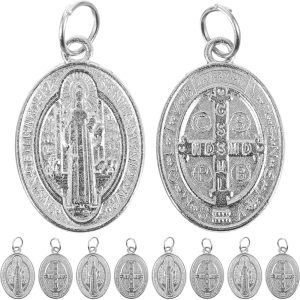 COHEALI 50 dijes de medalla de San Benito, dije de San Benito, colgante de San Santo a granel, colgante de metal para bricolaje, rosario, collar, COHEALI 50 dijes de medalla de San Benito, dije de San Benito, colgante de San Santo a granel, colgante de metal para bricolaje, rosario, collar,