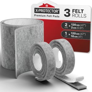 X-Protector Almohadillas de fieltro para muebles, 3 piezas, (1) 47 x 4 pulgadas + (2) 47 pulgadas x 0.8 pulgadas, cinta de fieltro gris, tiras de X-Protector Almohadillas de fieltro para muebles, 3 piezas, (1) 47 x 4 pulgadas + (2) 47 pulgadas x 0.8 pulgadas, cinta de fieltro gris, tiras de