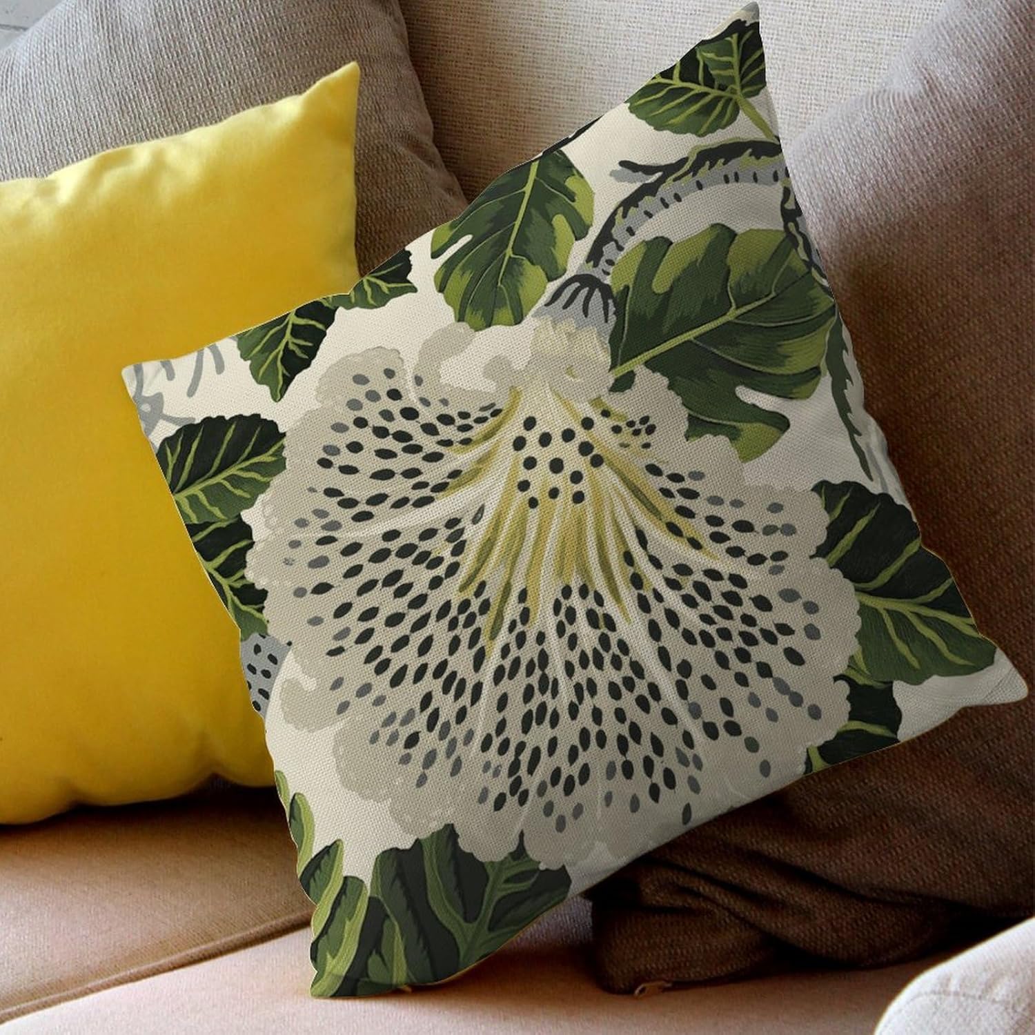 Funda de cojín de lino de estilo chinoiserie verde turquesa con cremallera de 18 x 18 pulgadas, fundas de almohada para sala de estar, dormitorio,