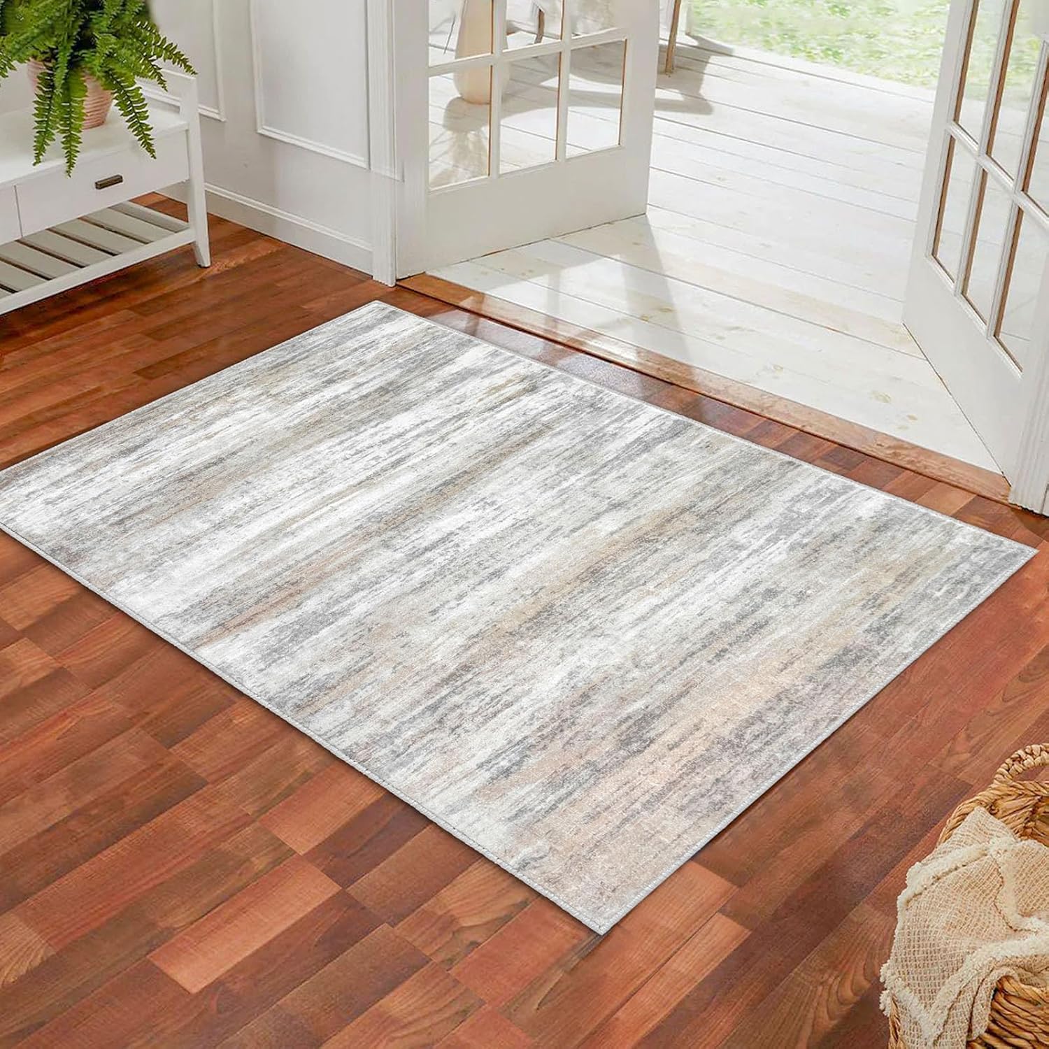 KOZYFLY Alfombra de área moderna de 3 x 5 pies, color degradado, alfombra lavable para dormitorio, antideslizante, suave, resistente a las manchas,