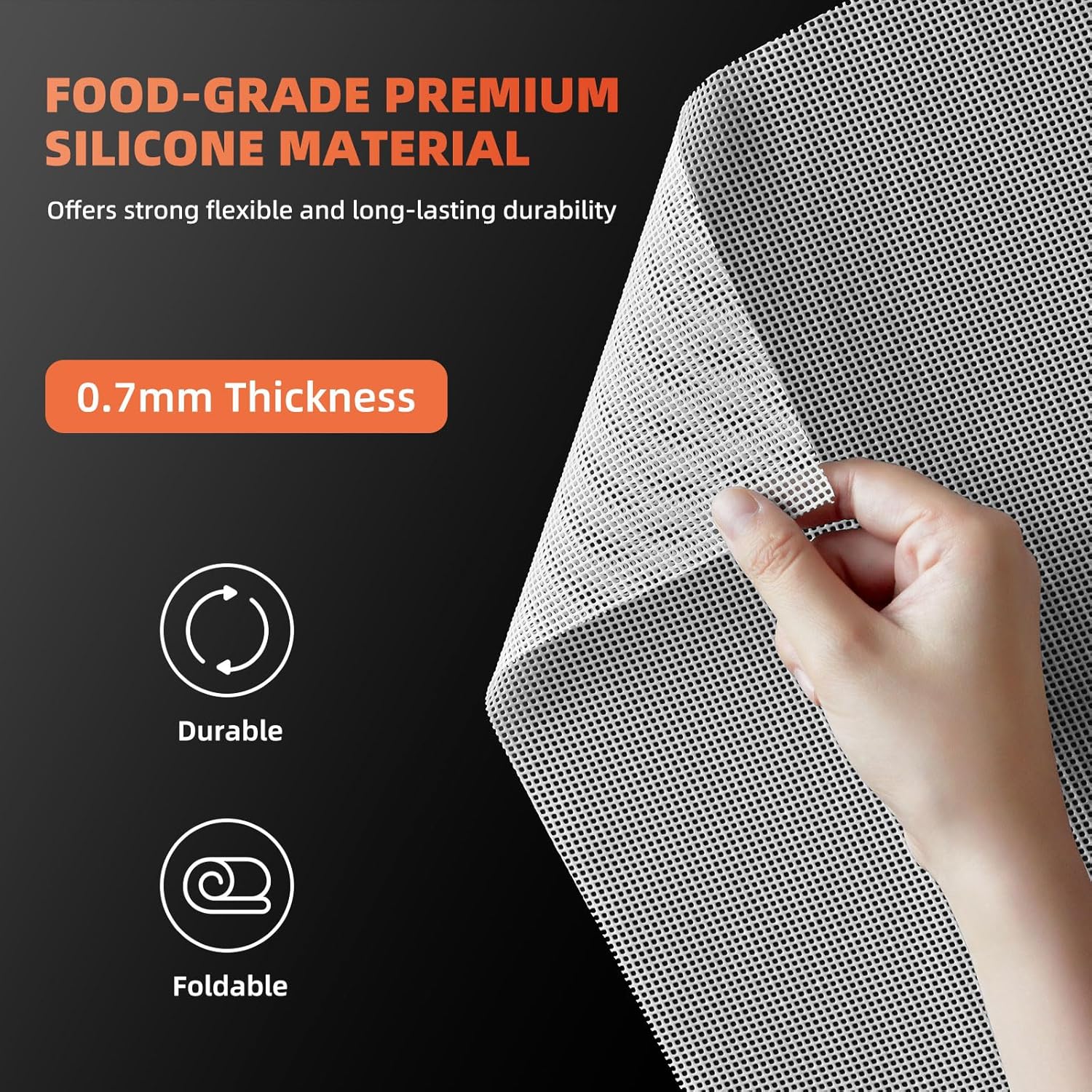 Hojas deshidratadoras de silicona de 78.740 x 13.780 in, paquete de 2, malla de silicona antiadherente grande para secadora de frutas, forros de