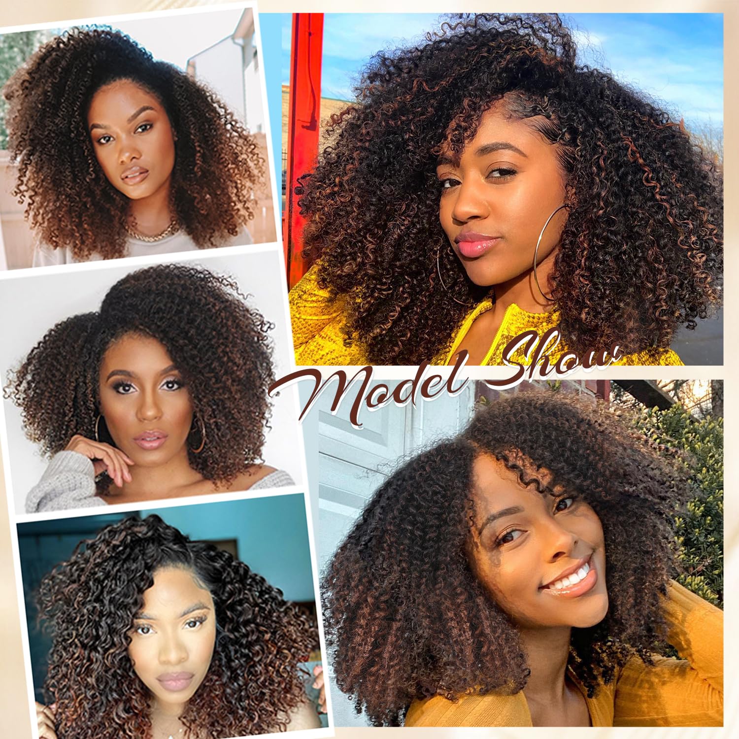 Quantum Love Extensiones de cabello corto rizado tipo crochet, rizado tipo marlybob Jerry, extensiones de cabello castaño ombré para mujeres negras,