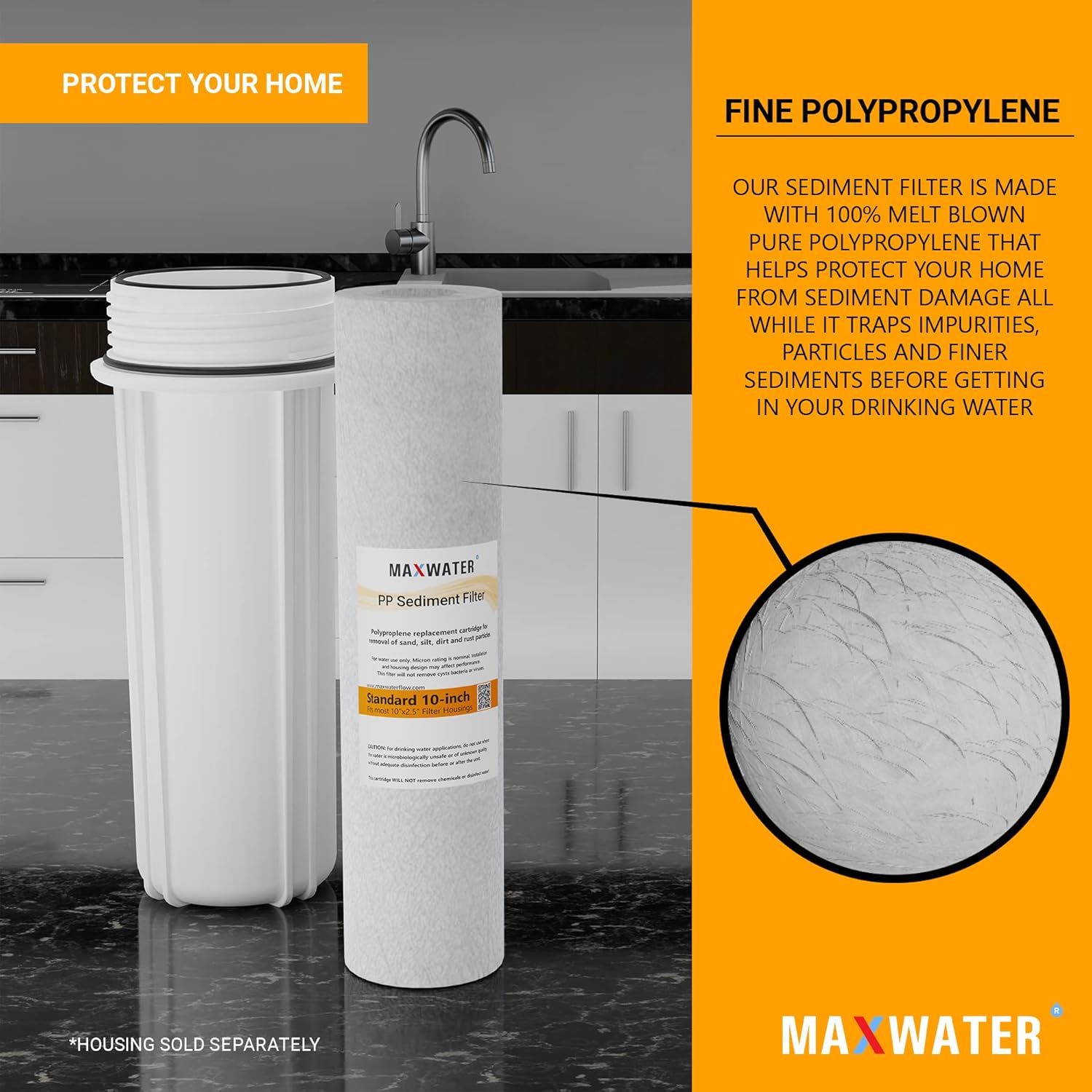 Max Water  Paquete de 18 filtros de agua de sedimentos  10 micras, alta capacidad  2.5 pulgadas x 10 pulgadas  Filtración del sistema de ósmosis