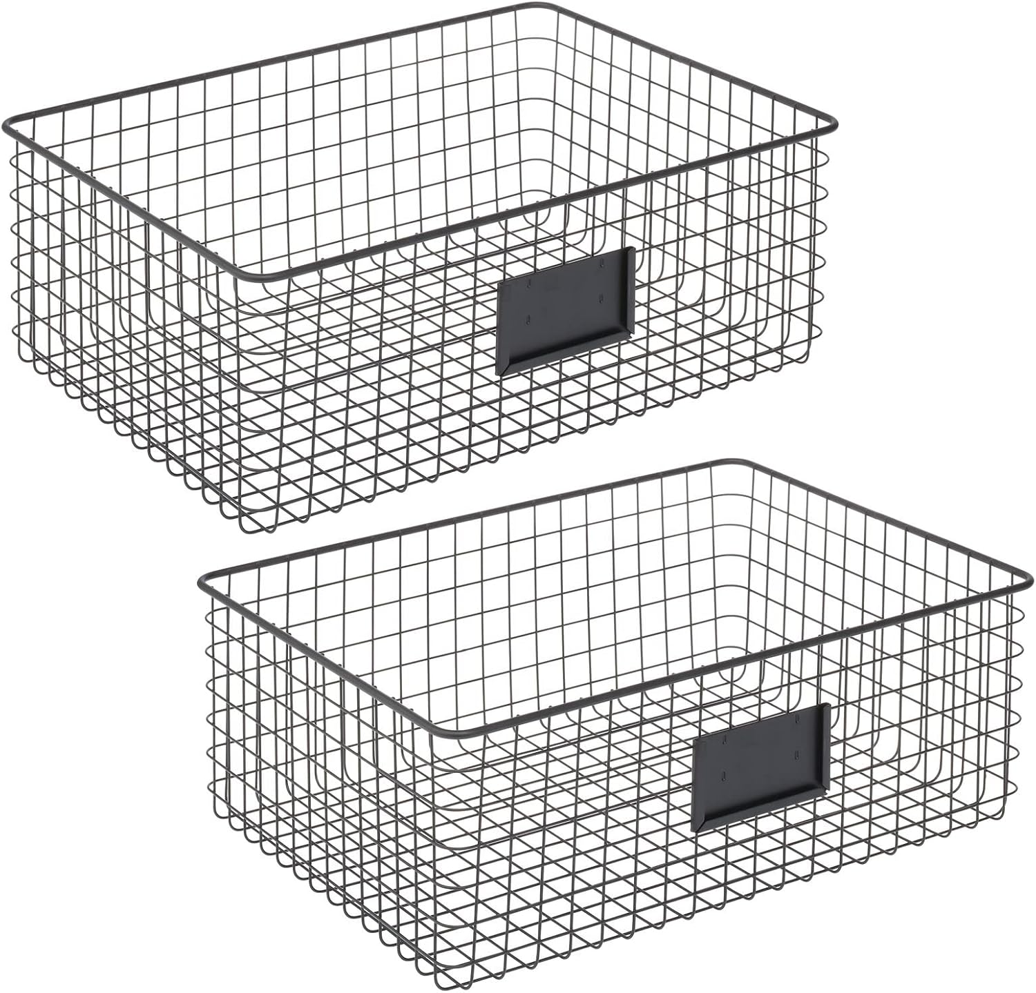 mDesign – Canasta de rejilla de metal para organizar y almacenar alimentos, paquete de 2 unidades