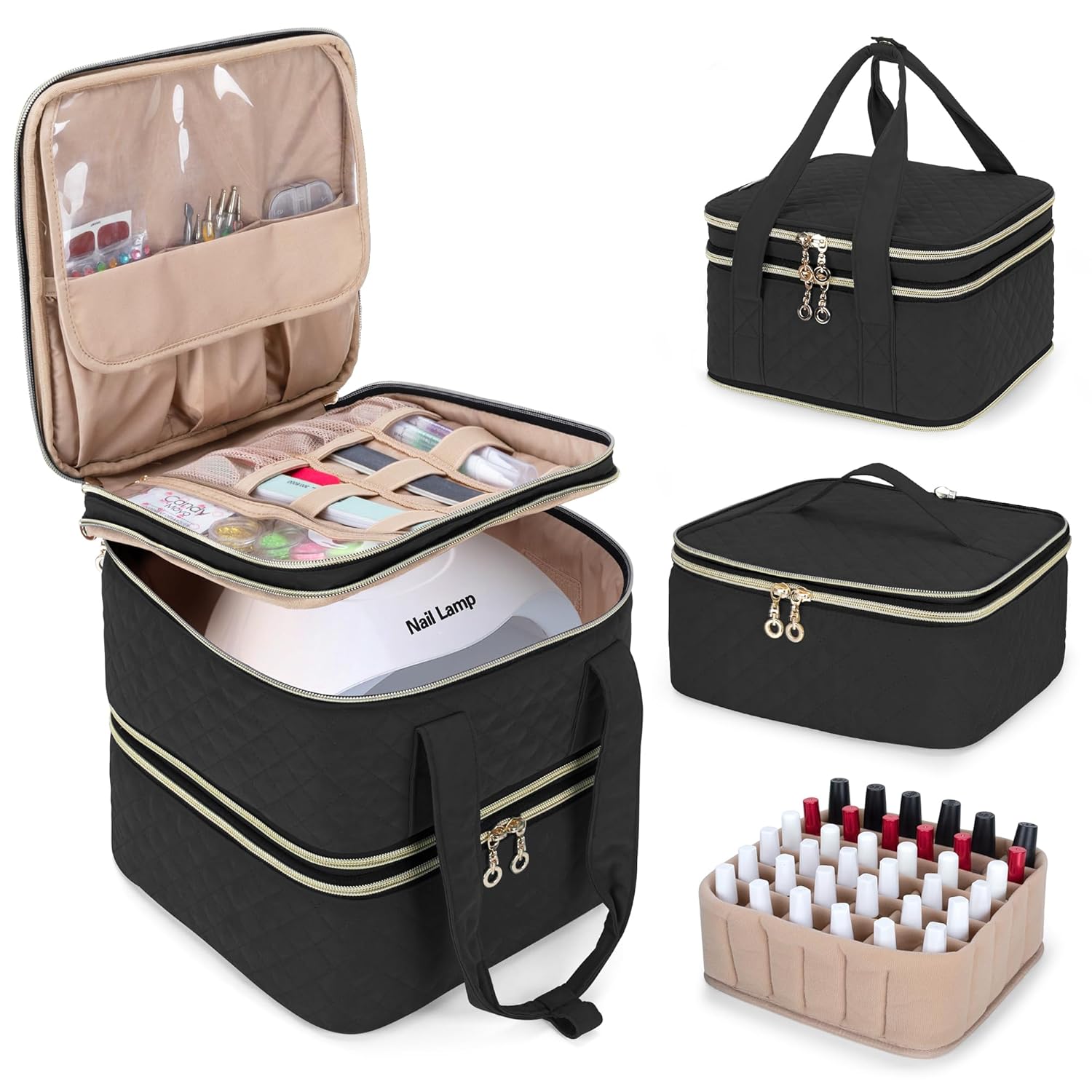 Yarwo Estuche organizador de esmalte de uñas con capacidad para 72 botellas (0.5 fl oz0.5 onzas líquidas), bolsa de almacenamiento de esmalte de