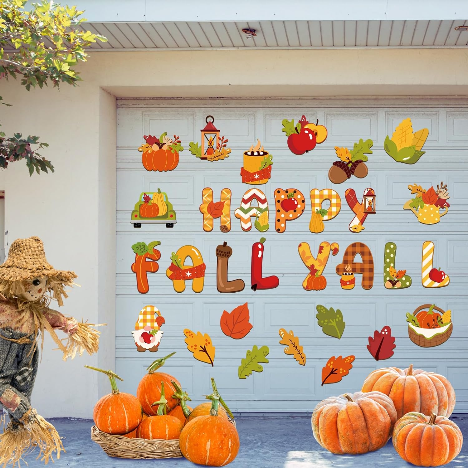 30 piezas de decoración de otoño para puerta de garaje, calcomanías magnéticas temáticas de otoño para imanes y calcomanías de automóvil, decoración