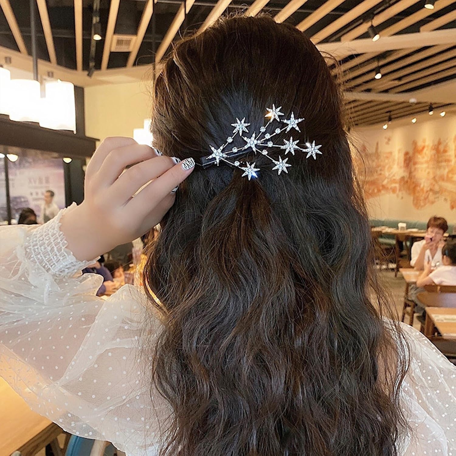 4 pinzas de metal con diamantes de imitación de estrella de cinco puntas para mujeres y niñas, tocados decorativos de cristal, accesorios brillantes