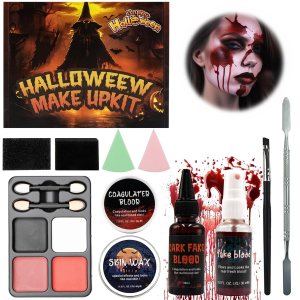 SFX – Kit de maquillaje para Halloween, suministros de maquillaje de efectos especiales  11 piezas con cera de cicatrices, sangre coagulada, SFX – Kit de maquillaje para Halloween, suministros de maquillaje de efectos especiales  11 piezas con cera de cicatrices, sangre coagulada,