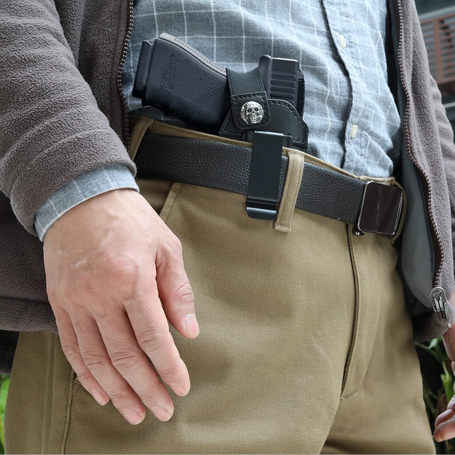 IWB – Funda de piel auténtica para Glock 194243X, Sig P365P320P220, Ruger LCPLC9SSecurity 9Max 9, Taurus G2G2CG3CGX4, Springfield HellcatXD, M&P