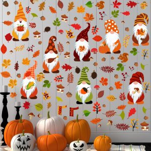123 calcomanías de pared de gnomos de otoño, calcomanías de pared de Acción de Gracias, hojas de arce de otoño, decoración de pared, calcomanías de 123 calcomanías de pared de gnomos de otoño, calcomanías de pared de Acción de Gracias, hojas de arce de otoño, decoración de pared, calcomanías de