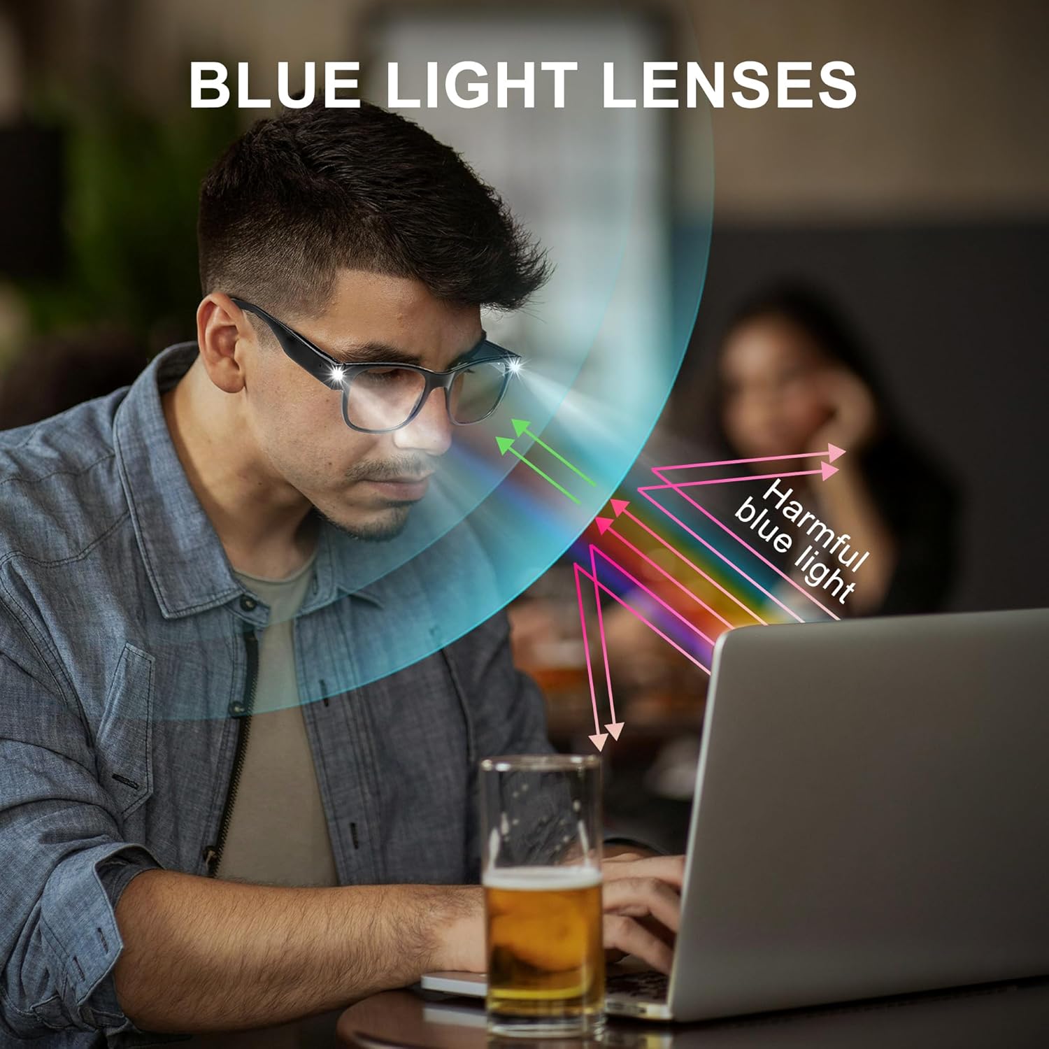 SKYWAY Gafas de lectura iluminadas, recargables, brillantes, lectores LED con luces, lentes de visión clara, unisex