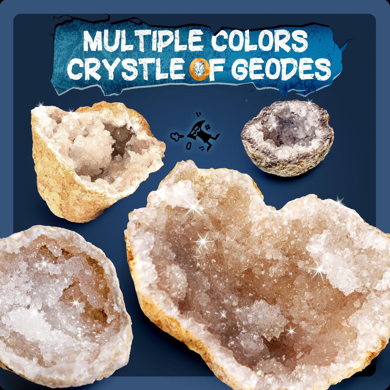 Geodas con cristales Break Open Kit de 10 geodas premium  Kit de ciencia de cristales de geología  Juguetes educativos de cristal STEM regalos para
