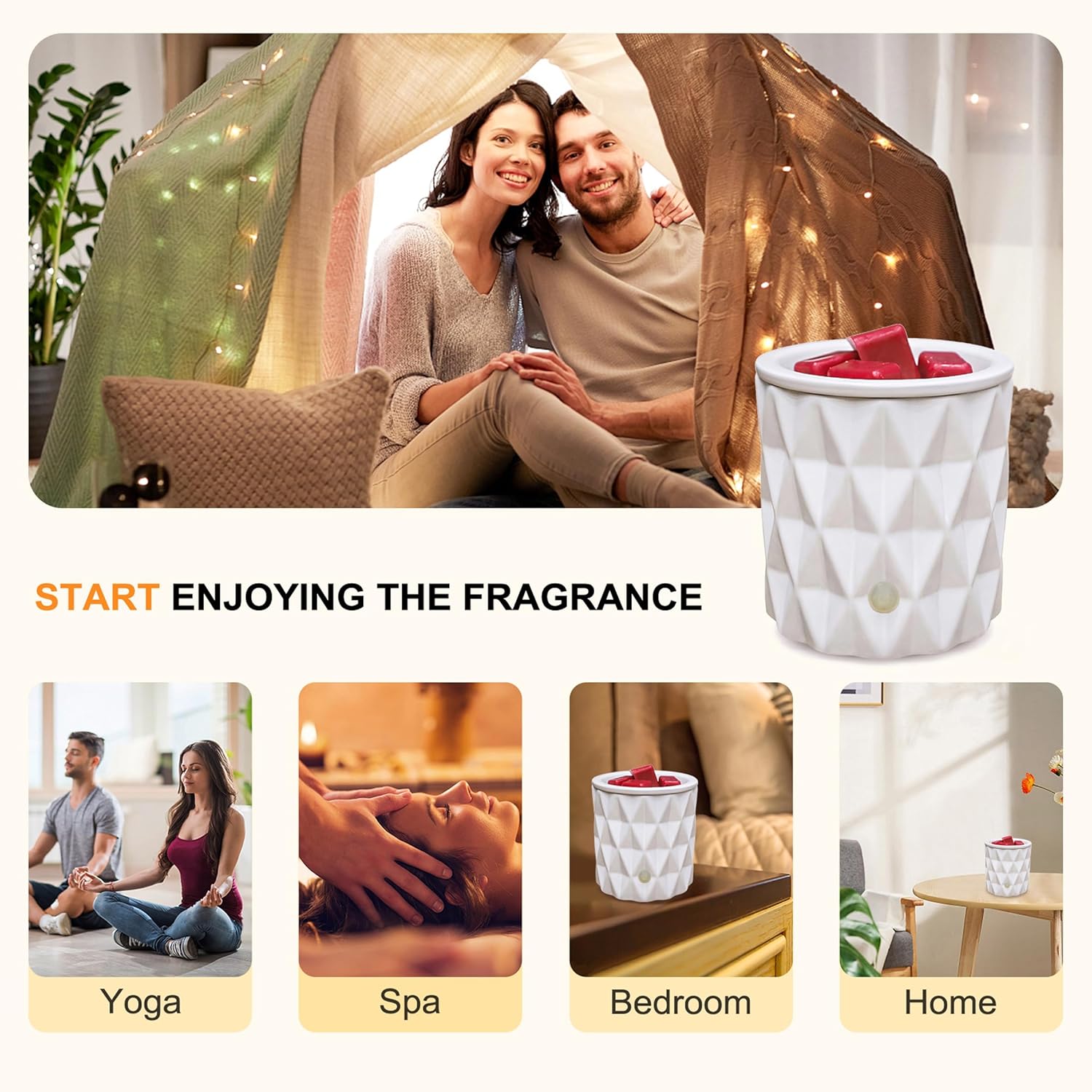 CVHOMEDECO. Calentador eléctrico de velas y fragancias 2 en 1 para velas perfumadas, cera derretida y tartas para refrescar la habitación, idea para